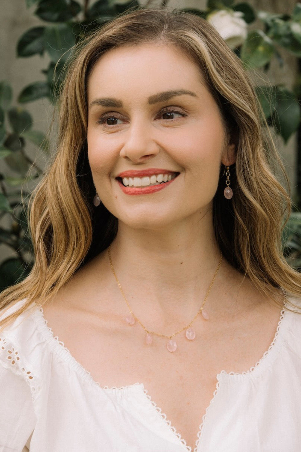 Gemma Earrings in Rose Quartz