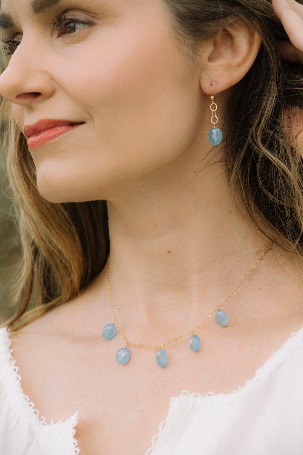 Gemma Earrings in Blue Chalcedony