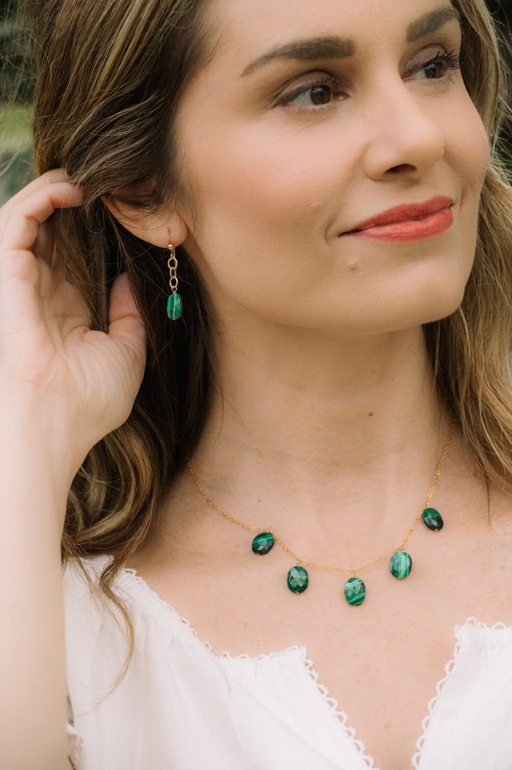 Gemma Necklace in Malachite