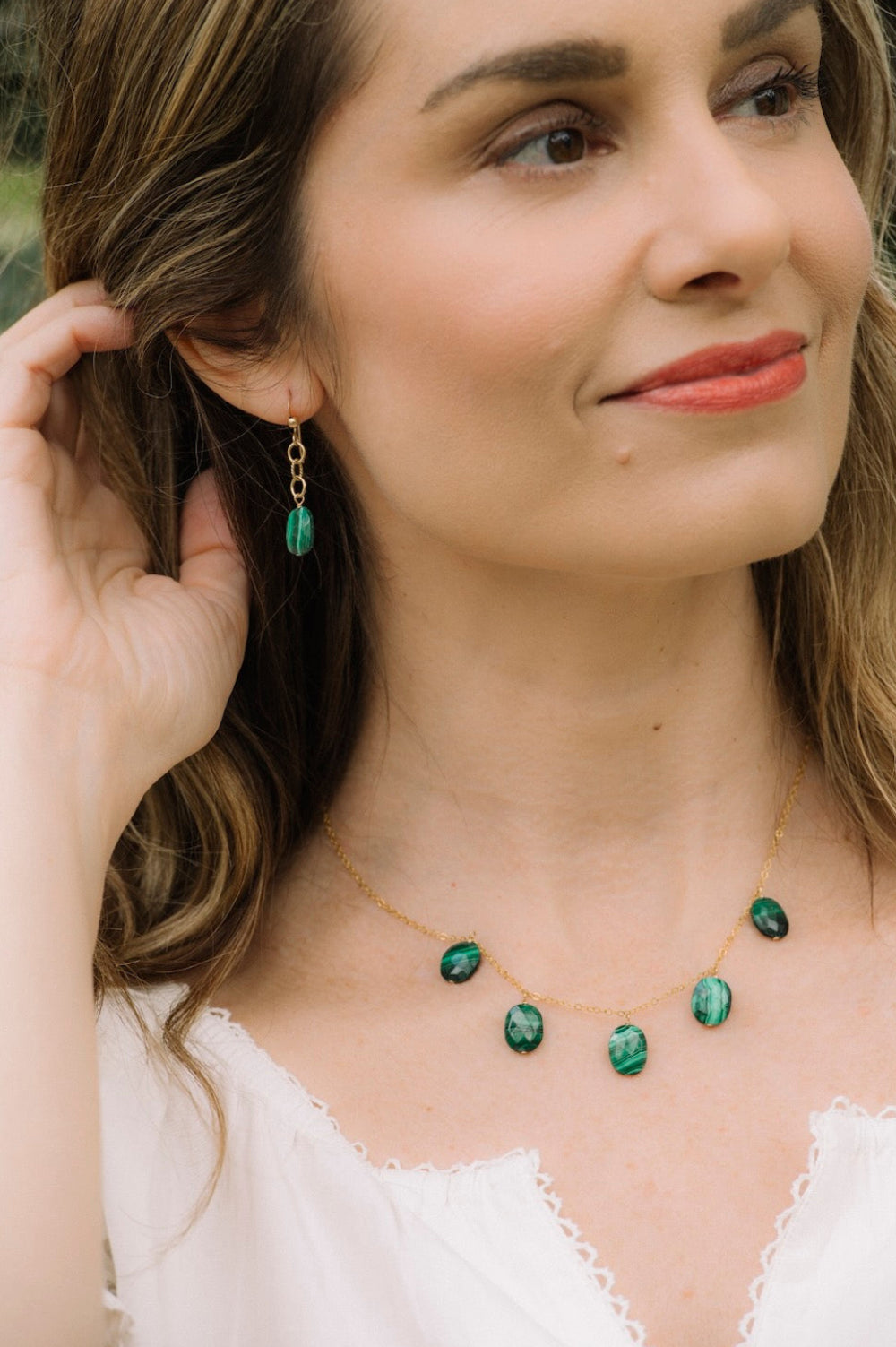 Gemma Earrings in Malachite