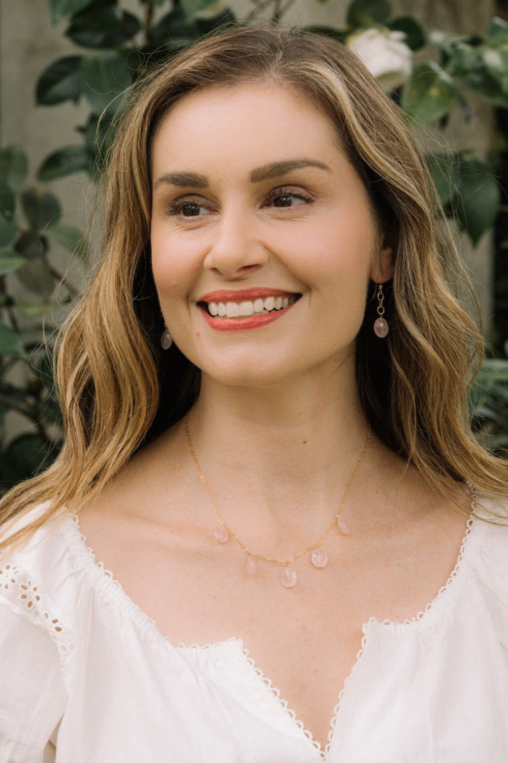 Gemma Necklace in Rose Quartz