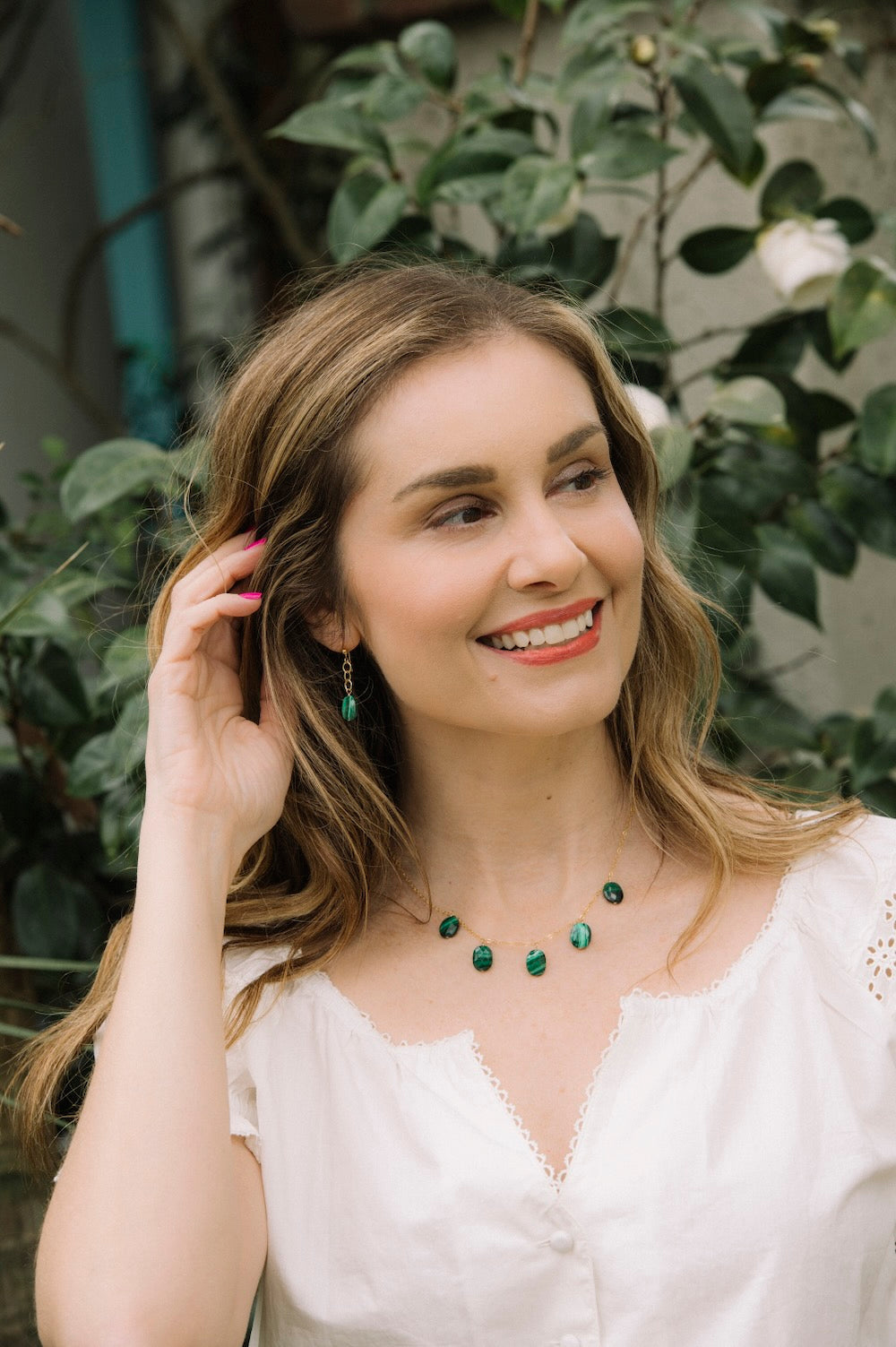 Gemma Necklace in Malachite