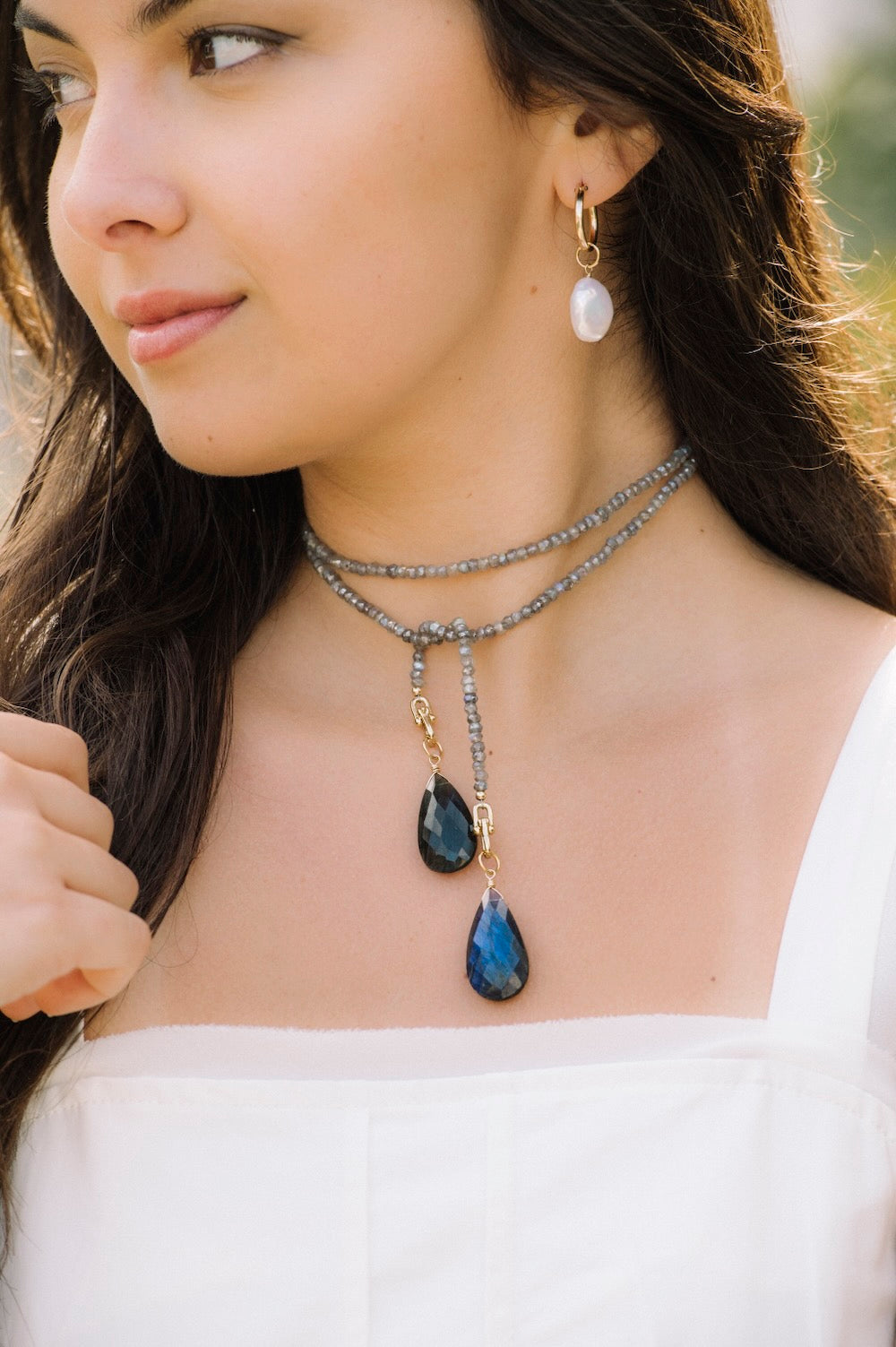 Large Labradorite Teardrop Charm