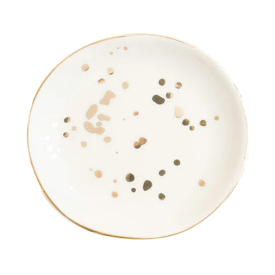 Jewelry Dish White and Gold Speckled