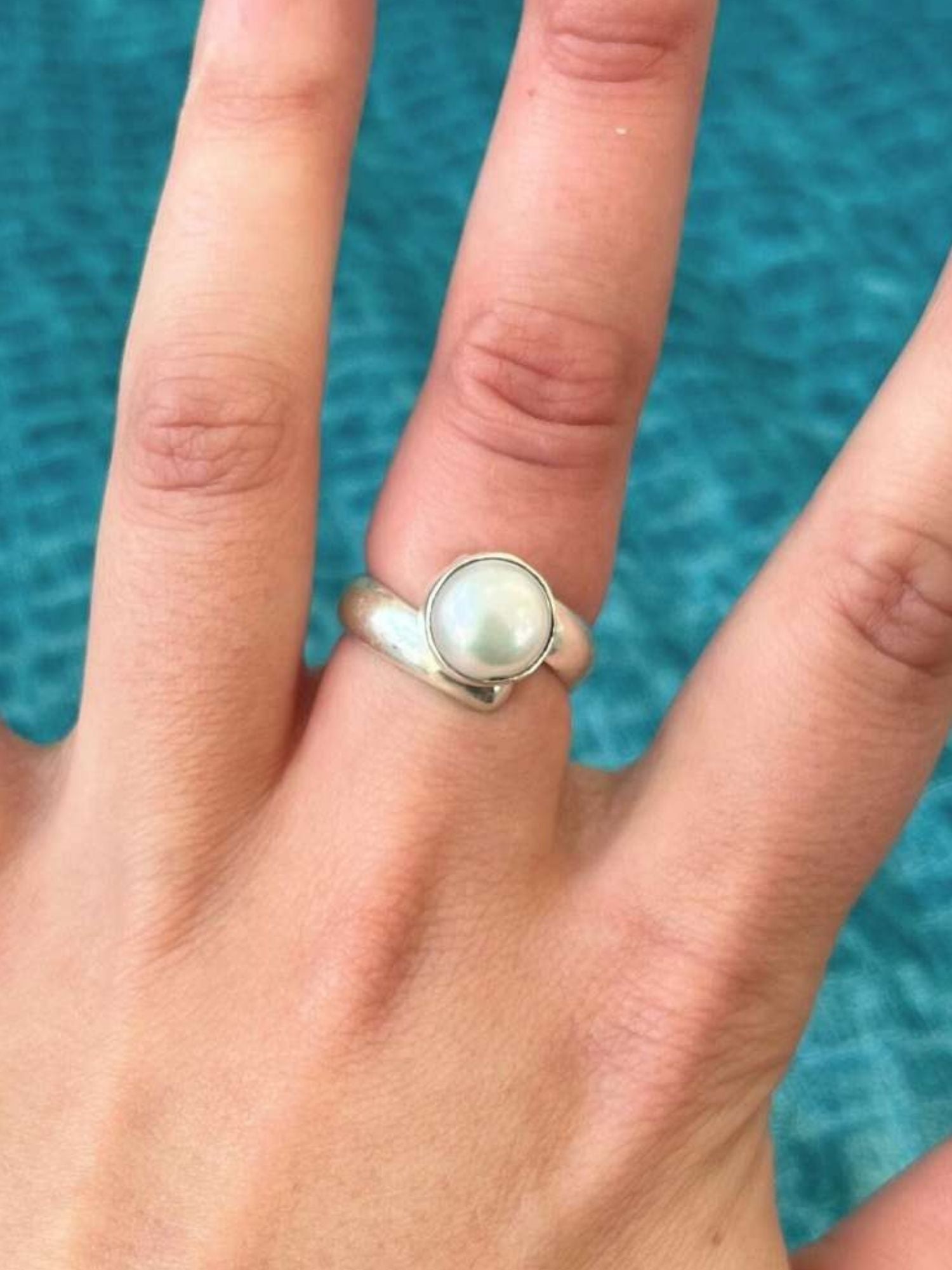 Island Pearl Adjustable Ring in Sterling Silver 