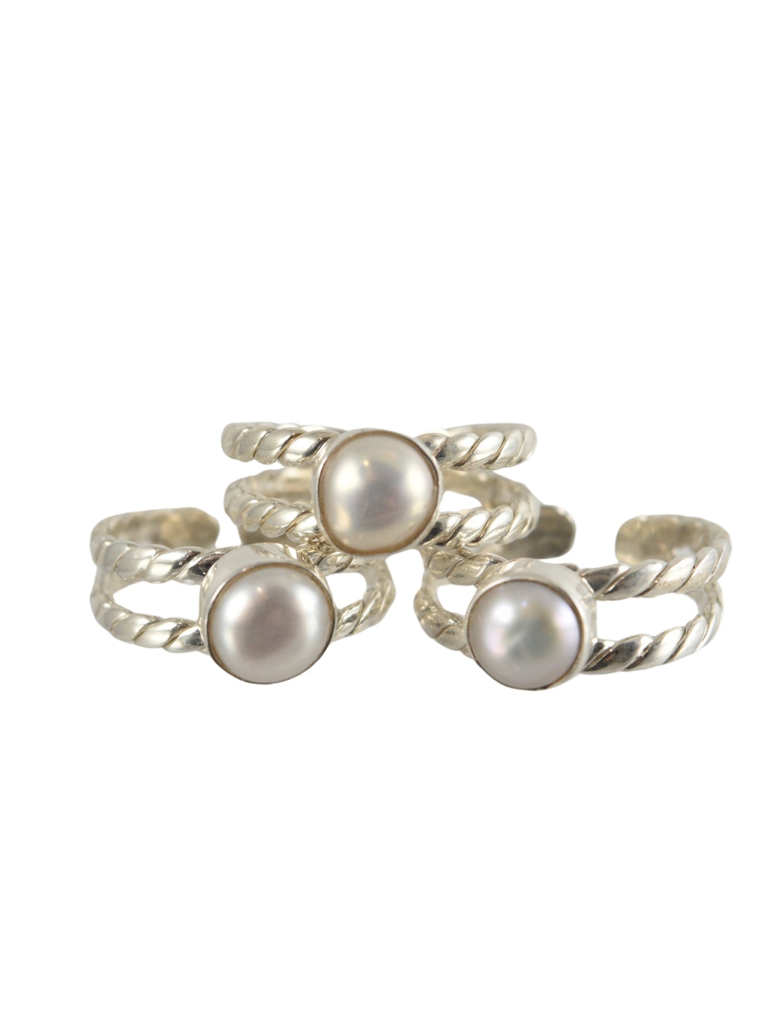 Island Pearl Double Band Adjustable Ring