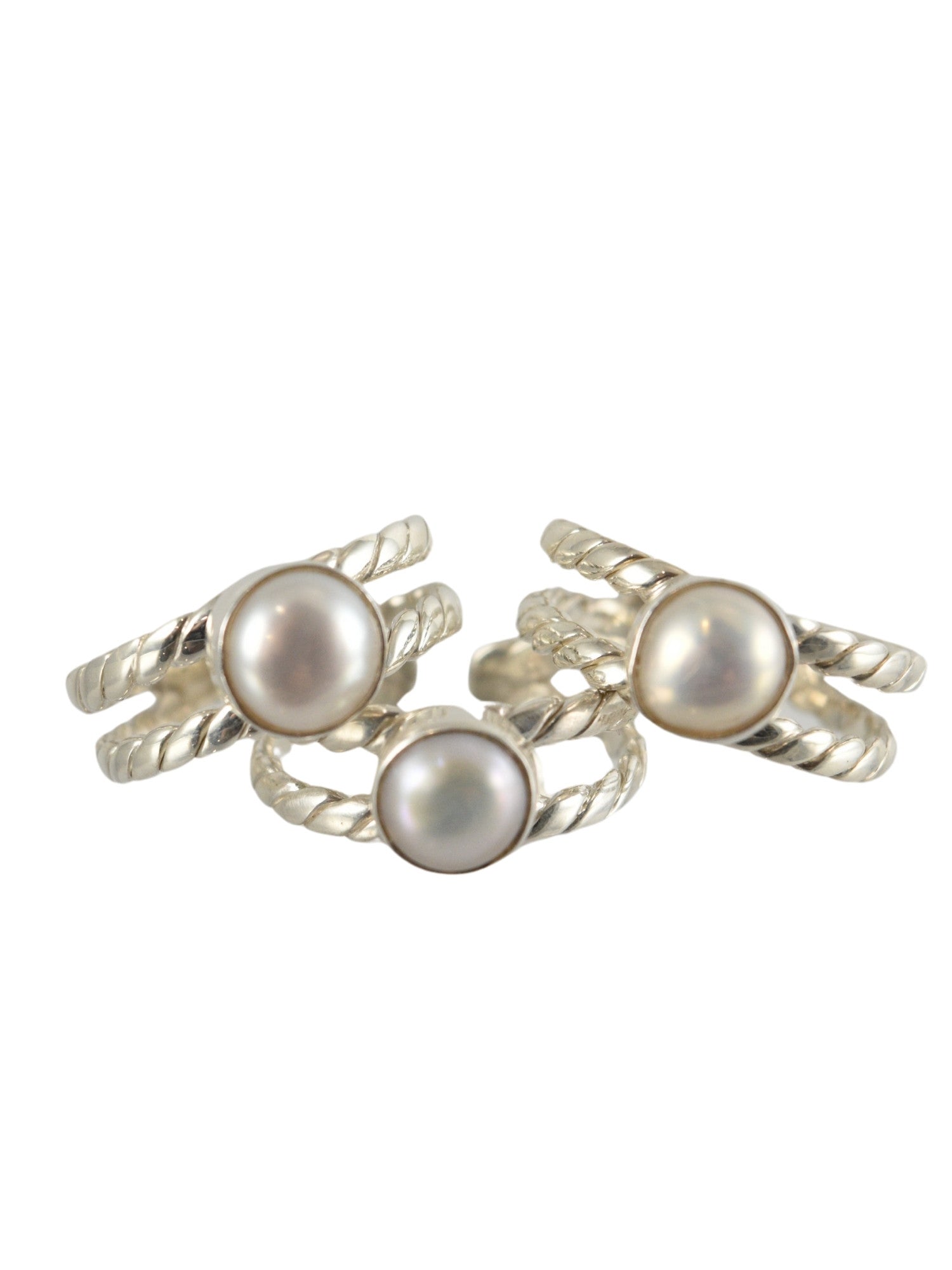 Island Pearl Double Band Adjustable Ring