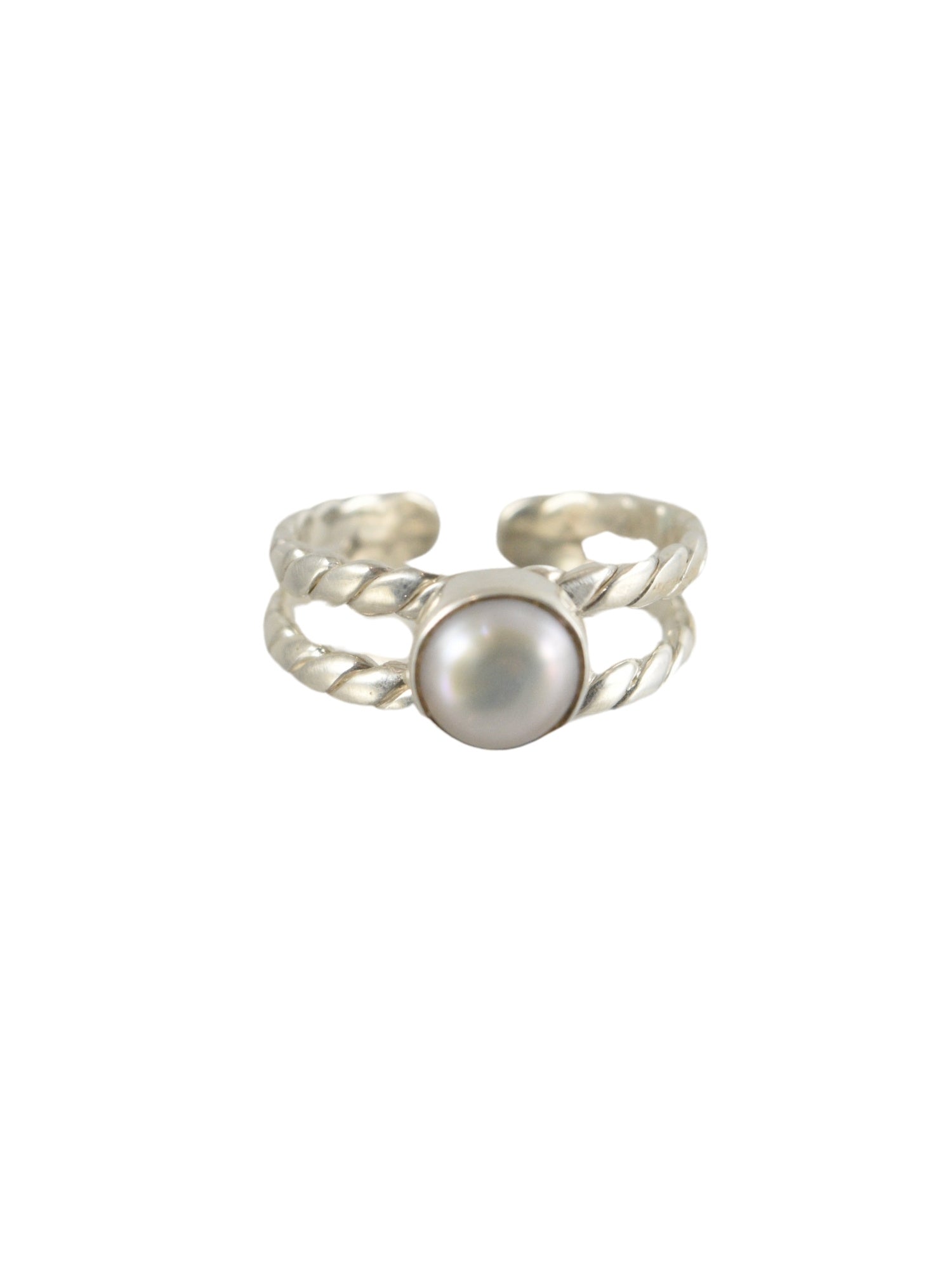 Island Pearl Double Band Adjustable Ring