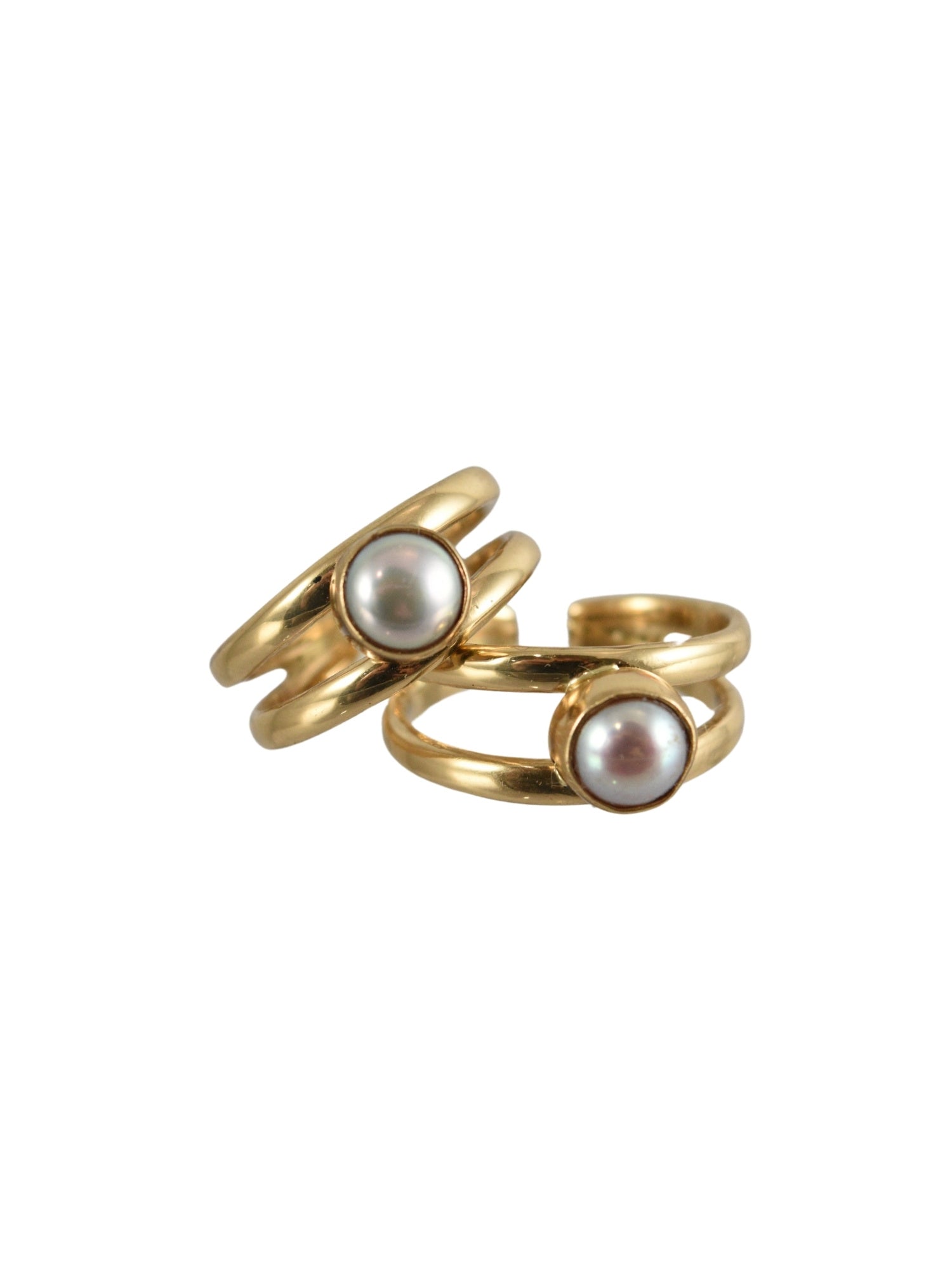 Island Pearl Double Band Adjustable Ring