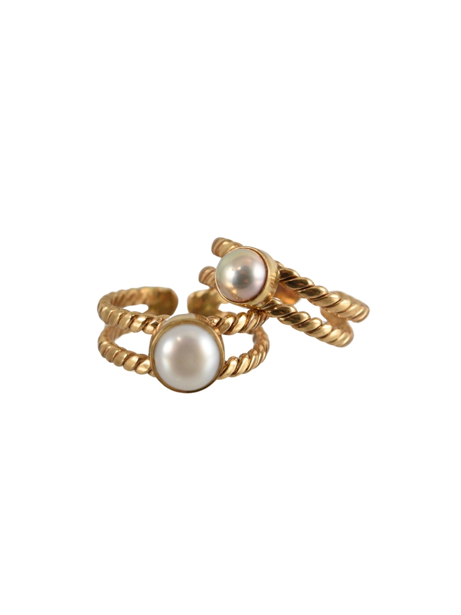 Island Pearl Double Band Adjustable Ring