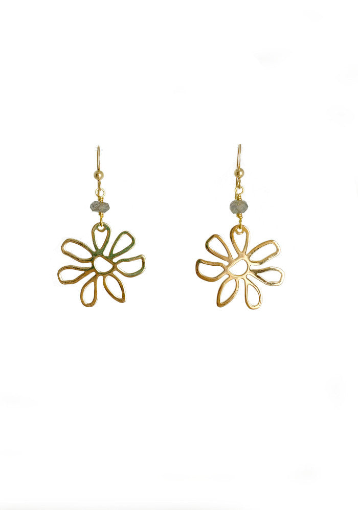 Golden Daisy Earrings in Labradorite