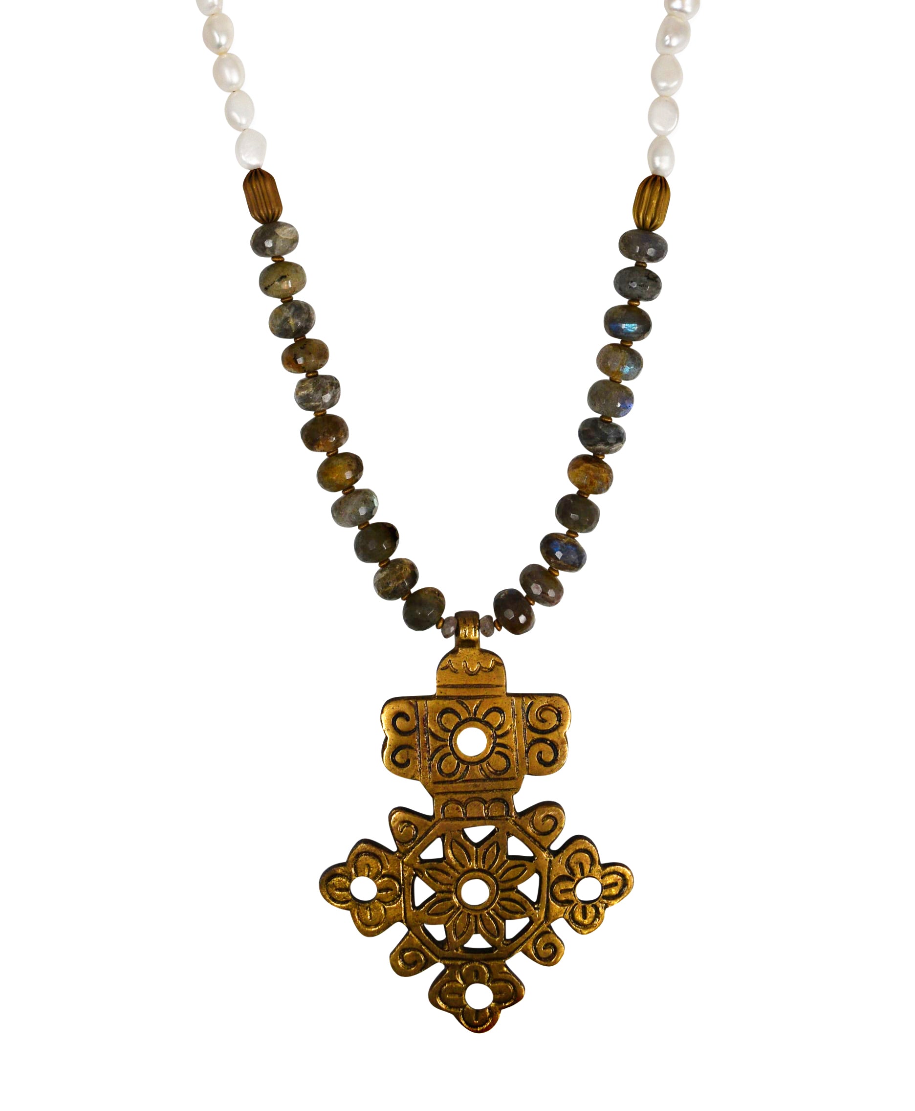 Brenda Brass Cross Necklace