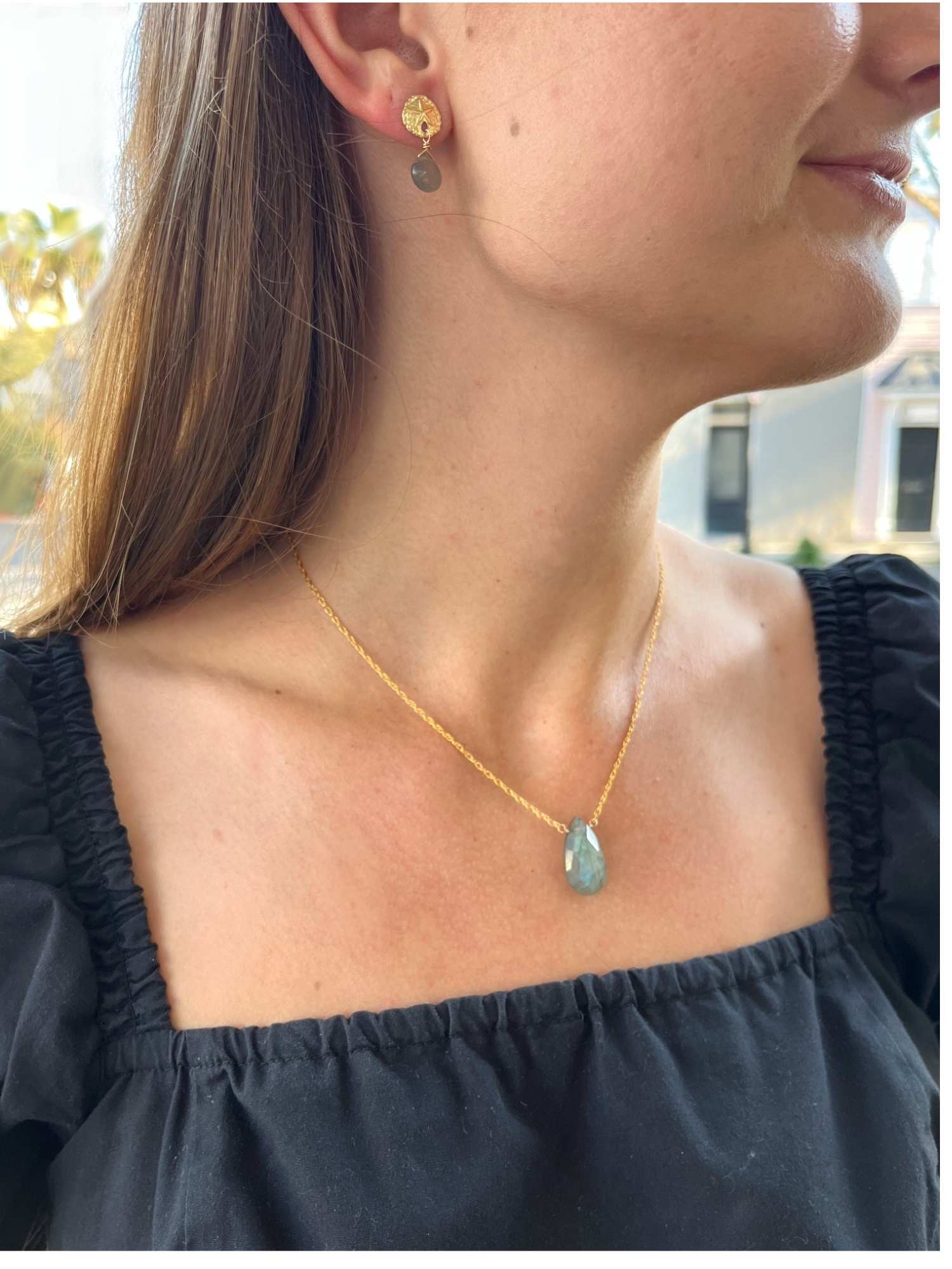 Labradorite Mini Teardrop Necklace