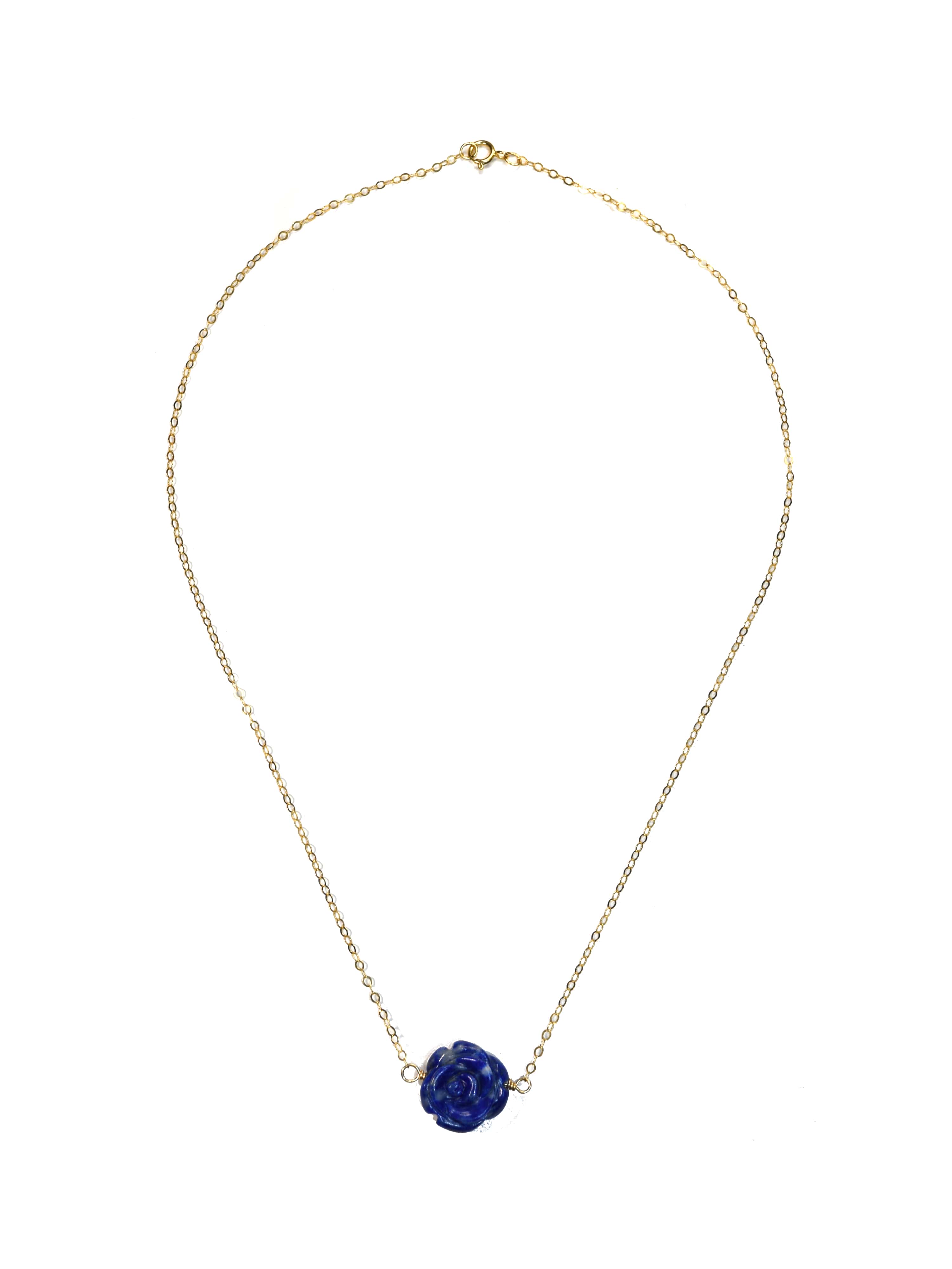 Lapis Lazuli Carved Rose Necklace
