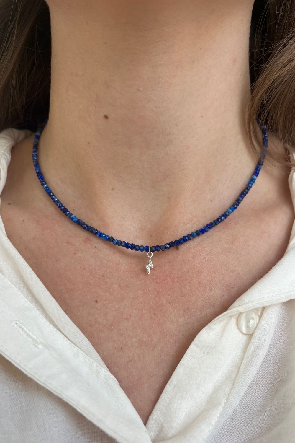 Lapis Lightning Bolt Necklace