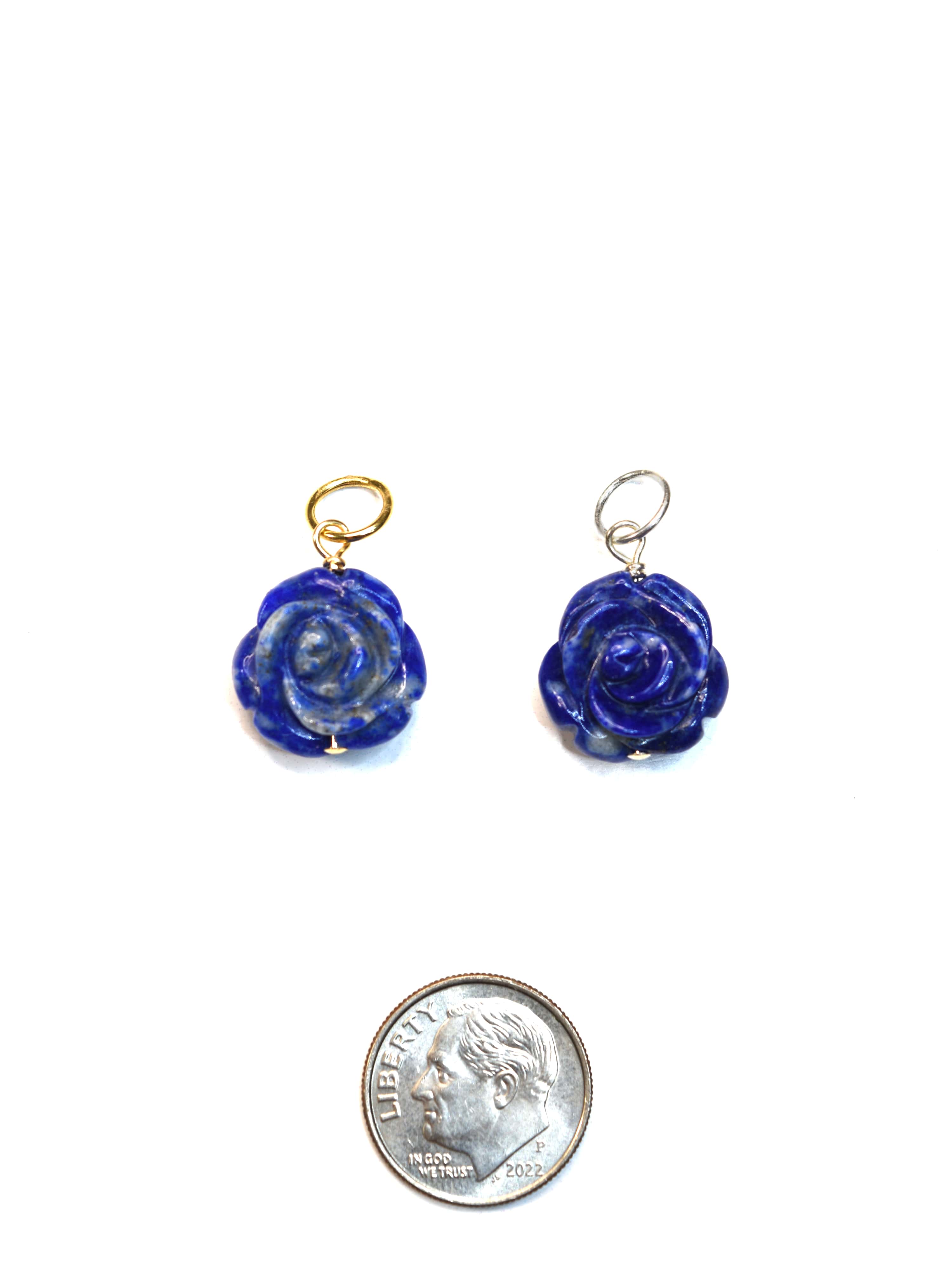 Carved Rose Charm in Lapis