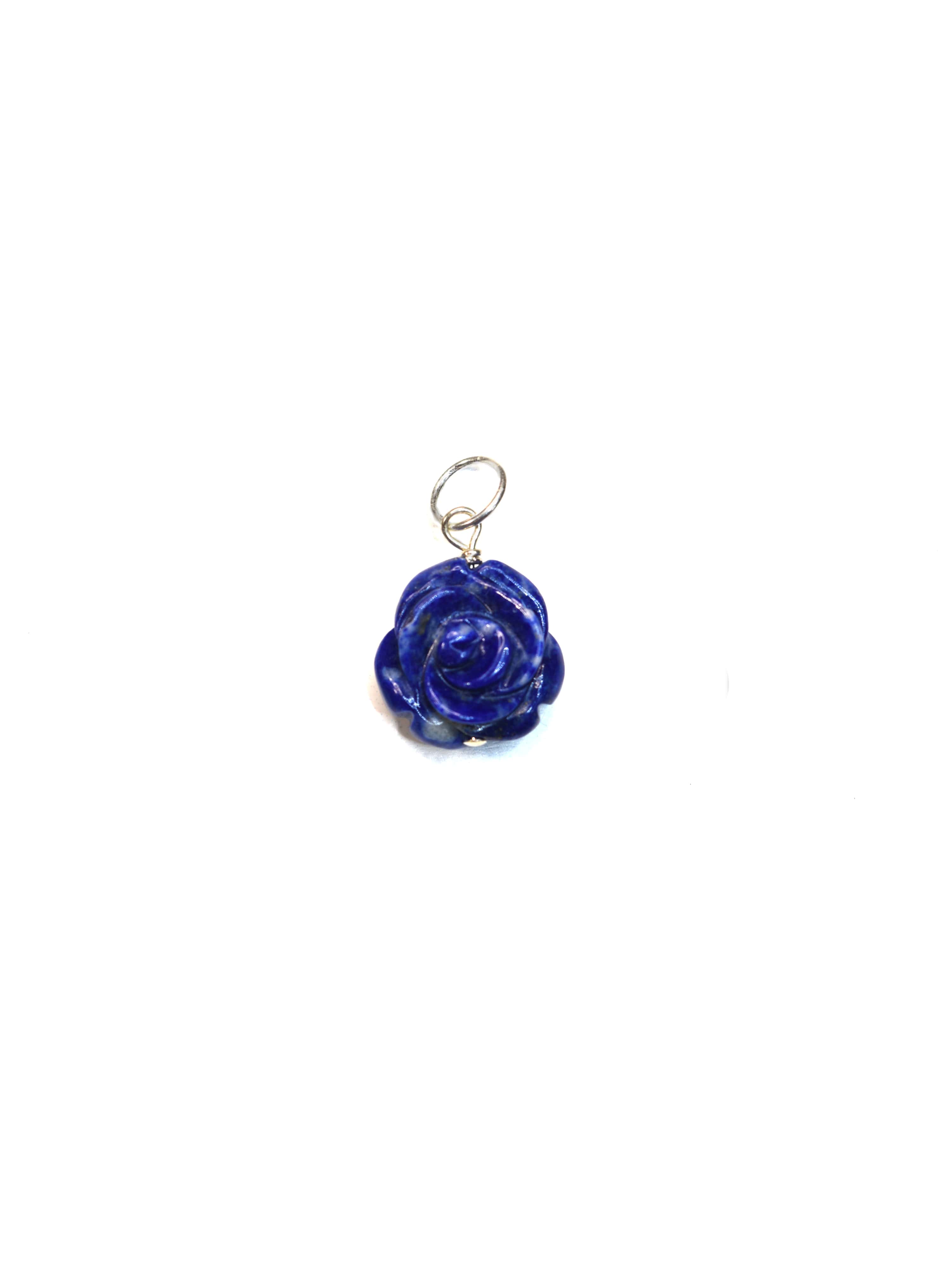 Carved Rose Charm in Lapis