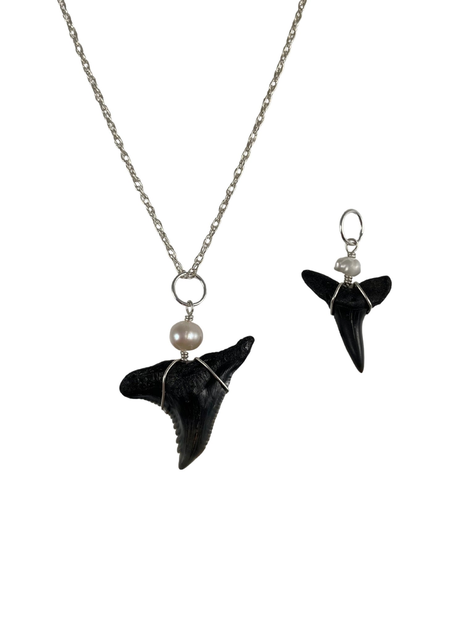 Large Shark Tooth Charm in Sterling Slver