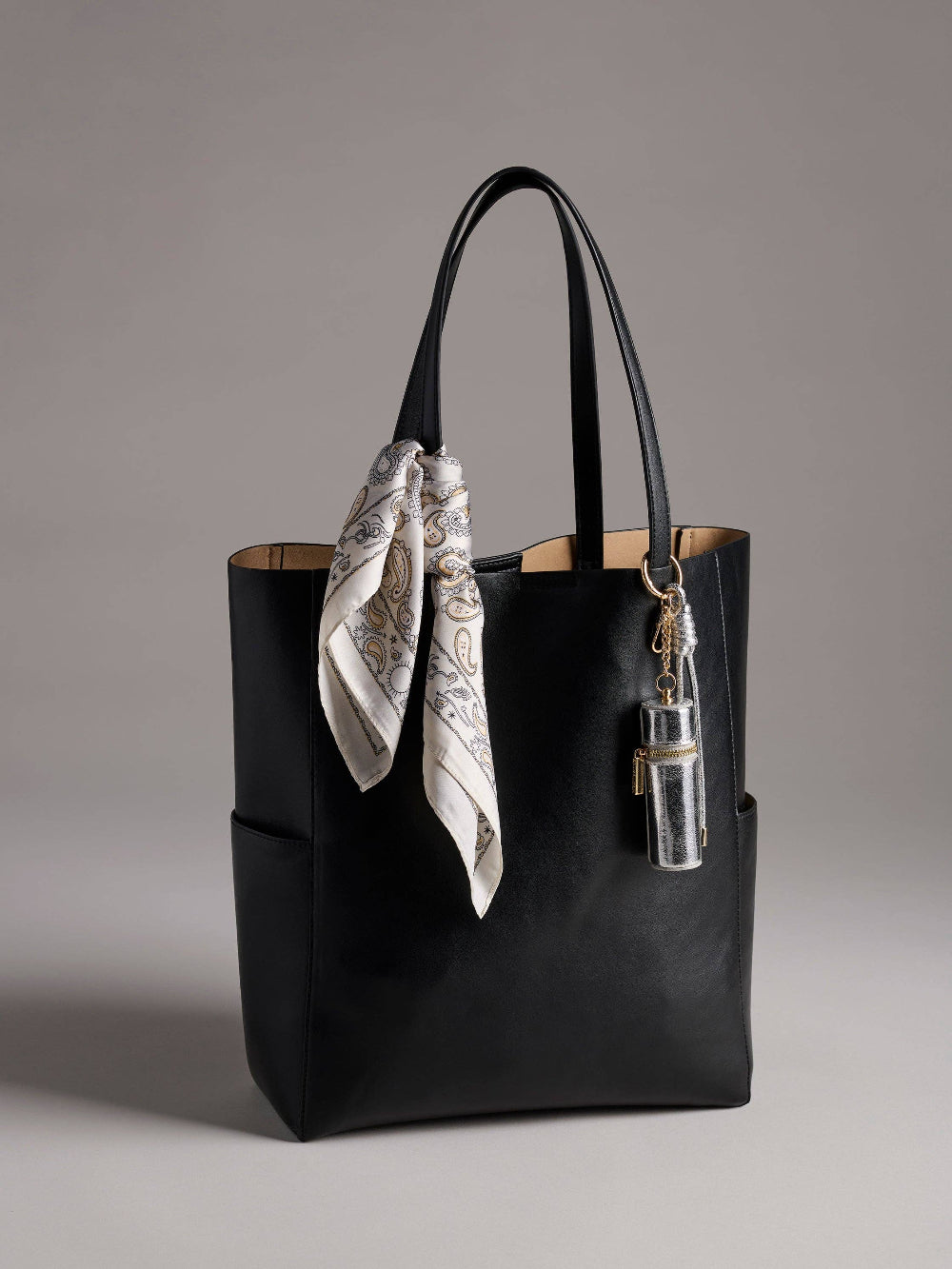 lipstick holder bag charm on tote bag
