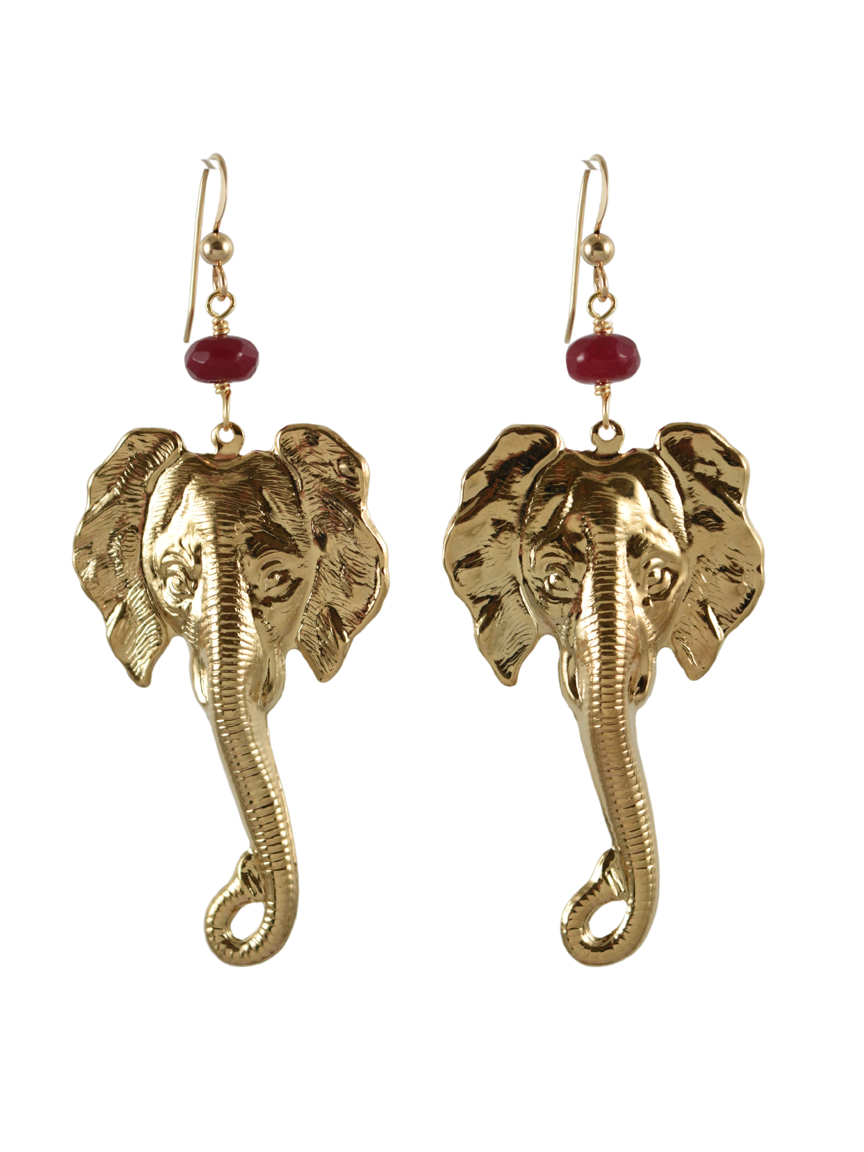 Lucky Elephant Earrings in Red Jasper