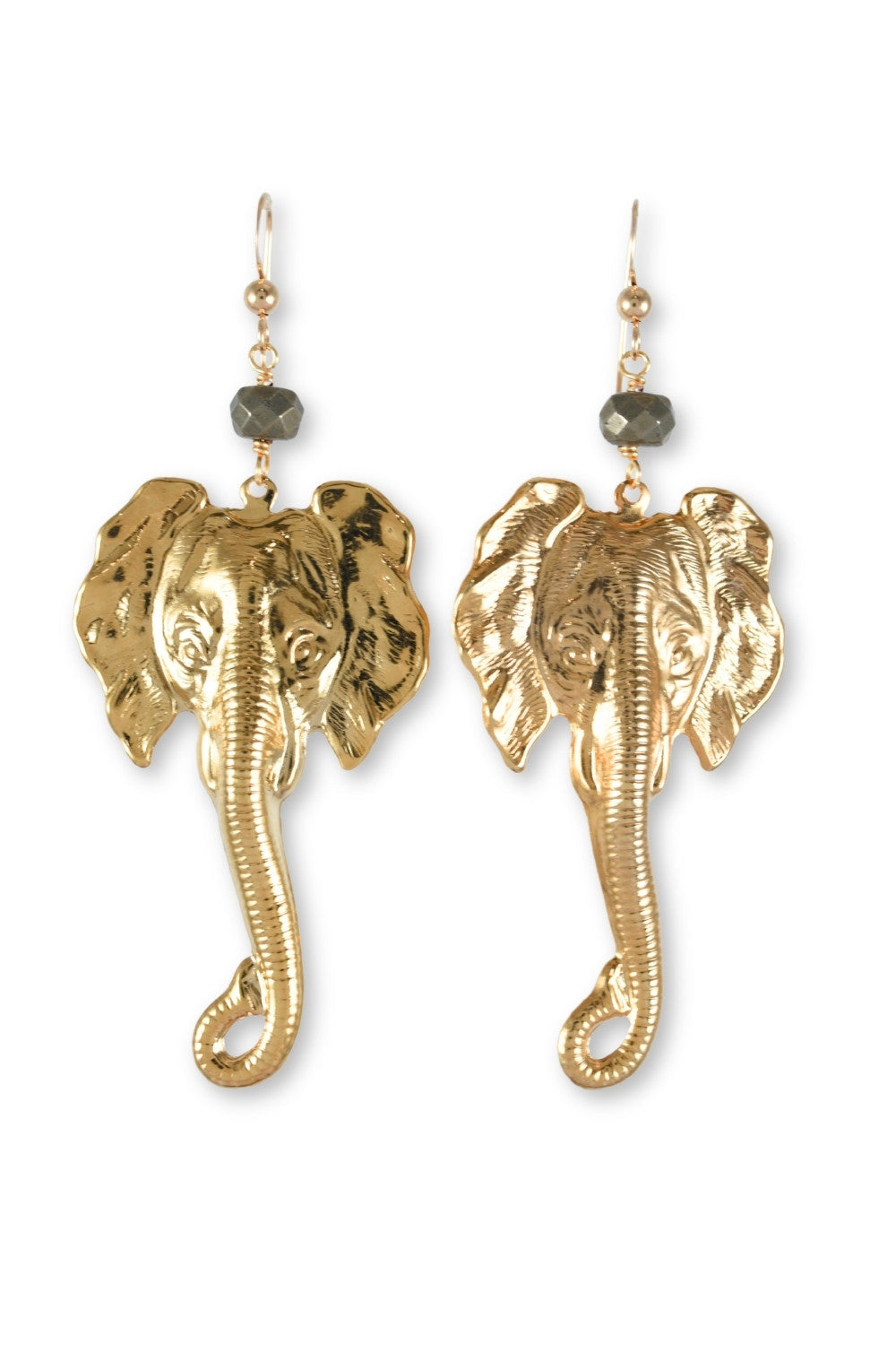 Lucky Elephant Earrings in Pyrite