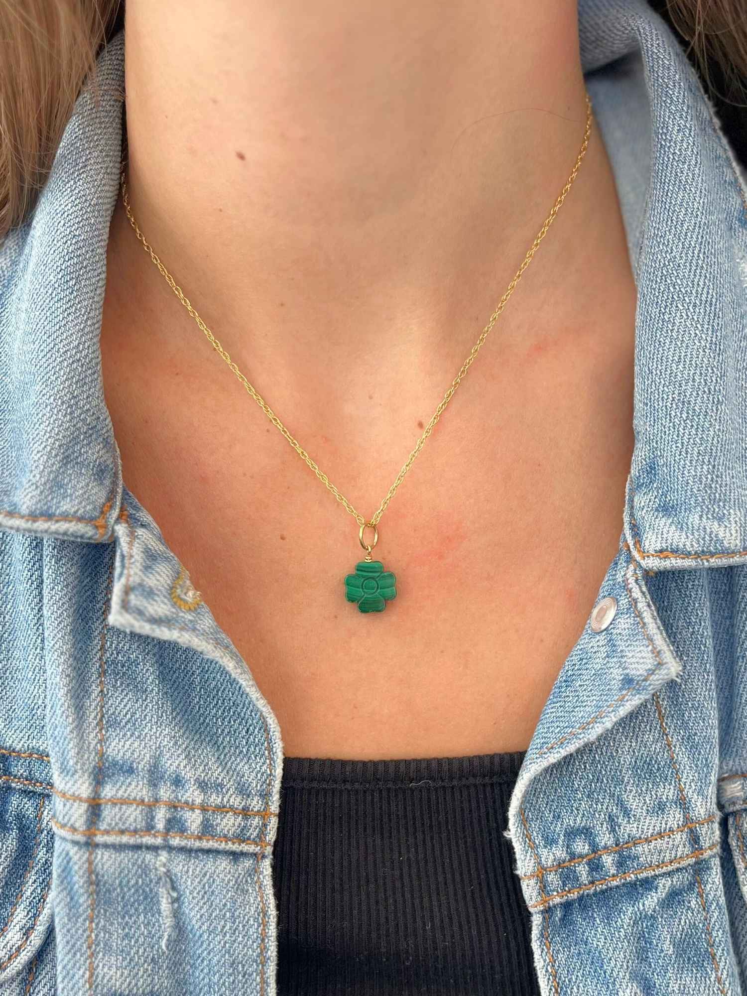 Malachite Flower Charm 