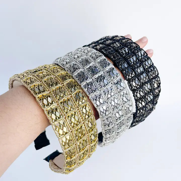 Metallic Beaded Headband 