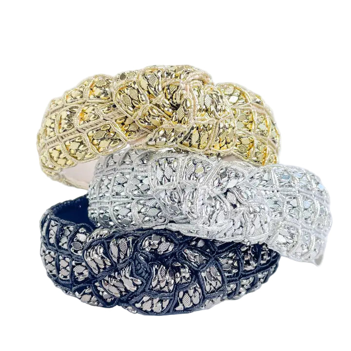 Metallic Beaded Knot Headband