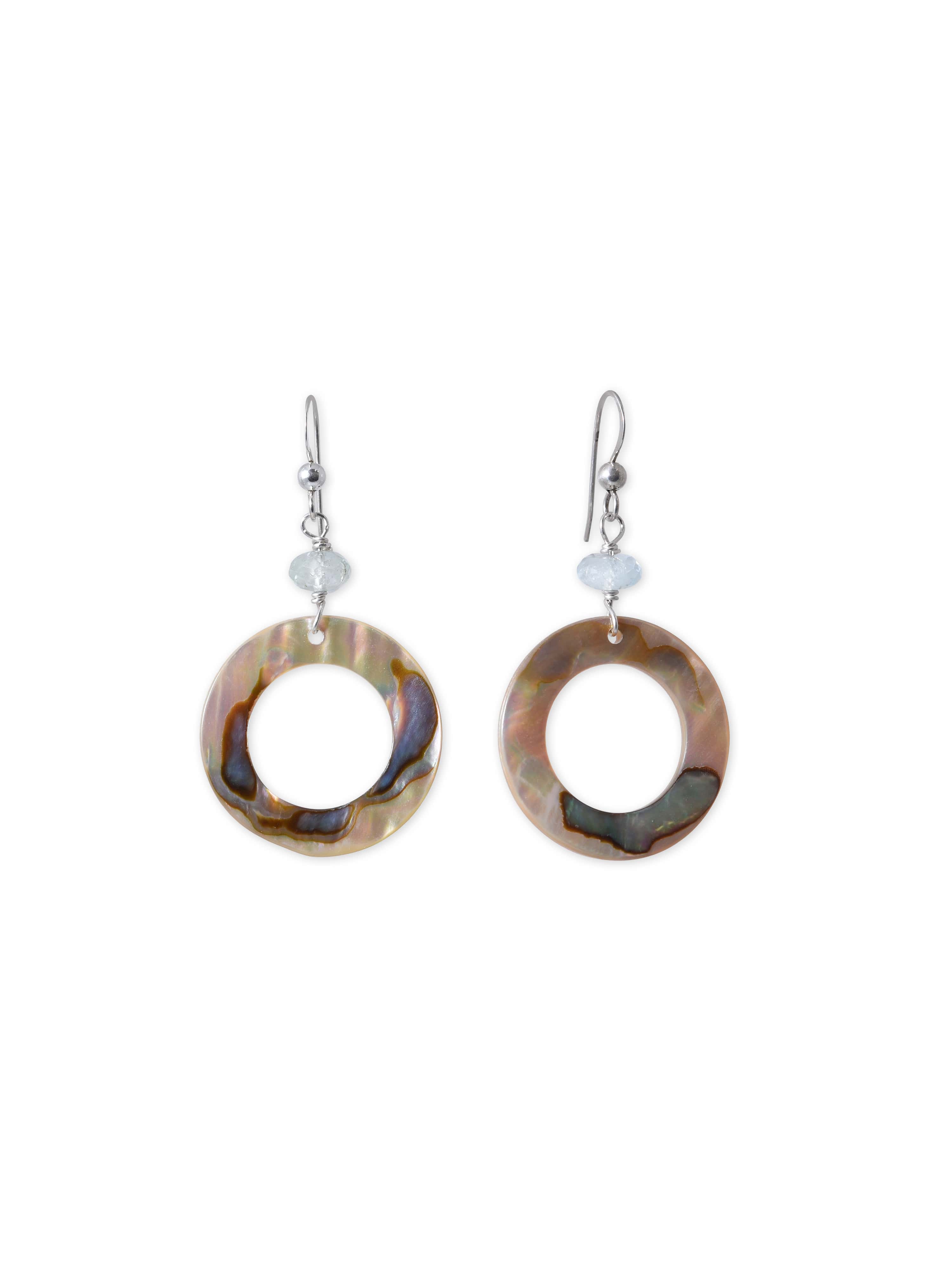 Mirabel Abalone Hoops with Blue Topaz