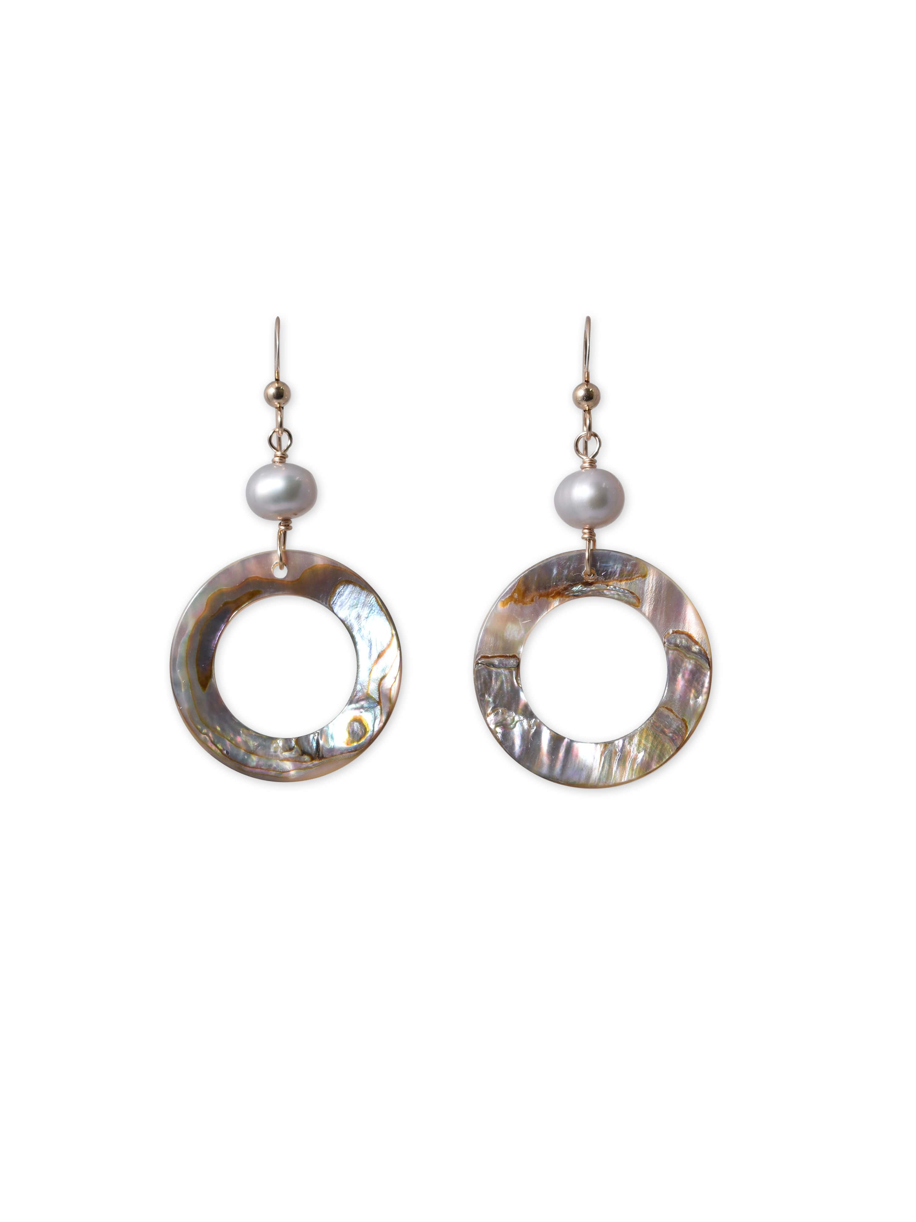 Mirabel Abalone Hoops with Pearls