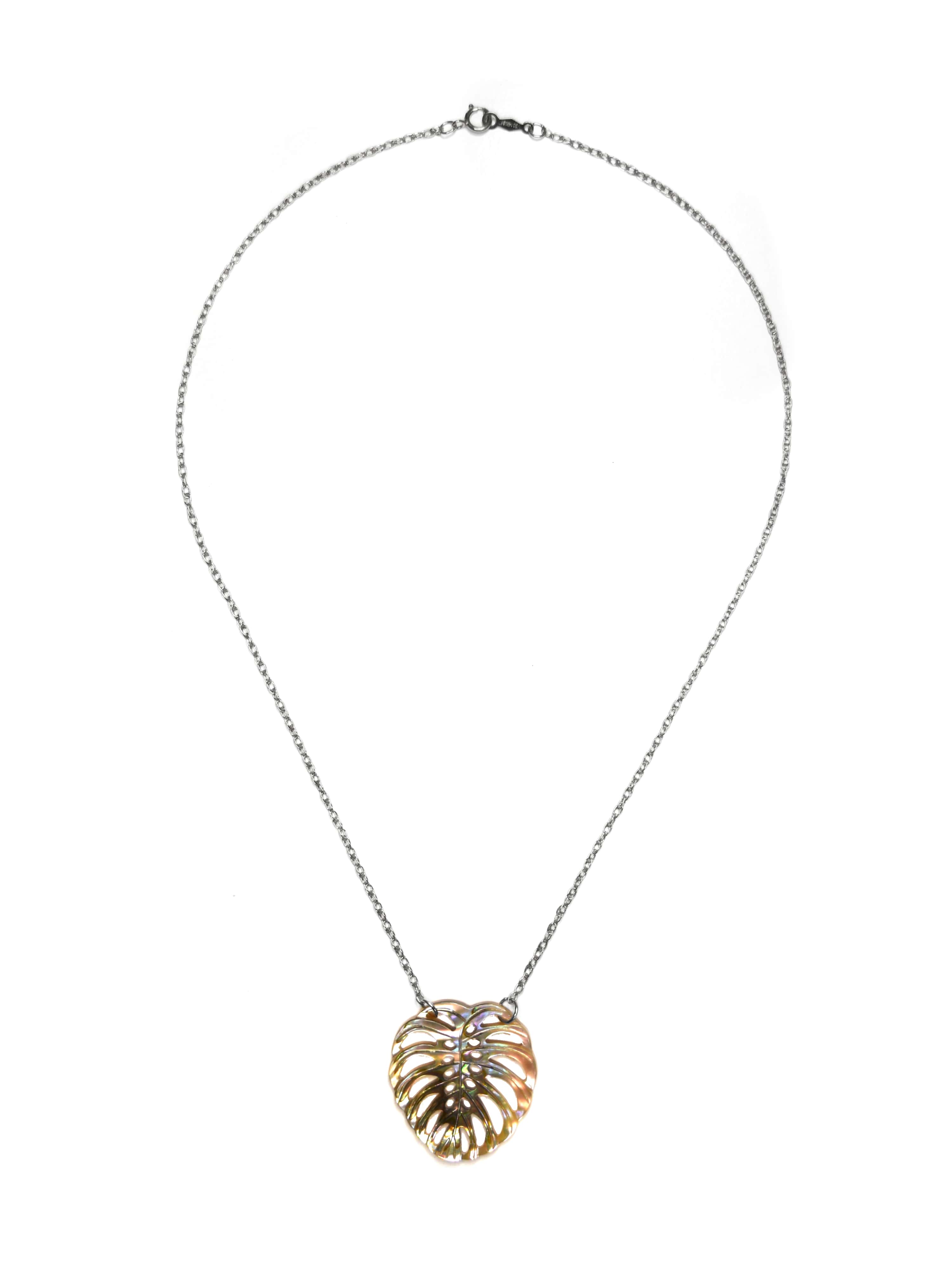 Abalone Monstera Leaf Necklace