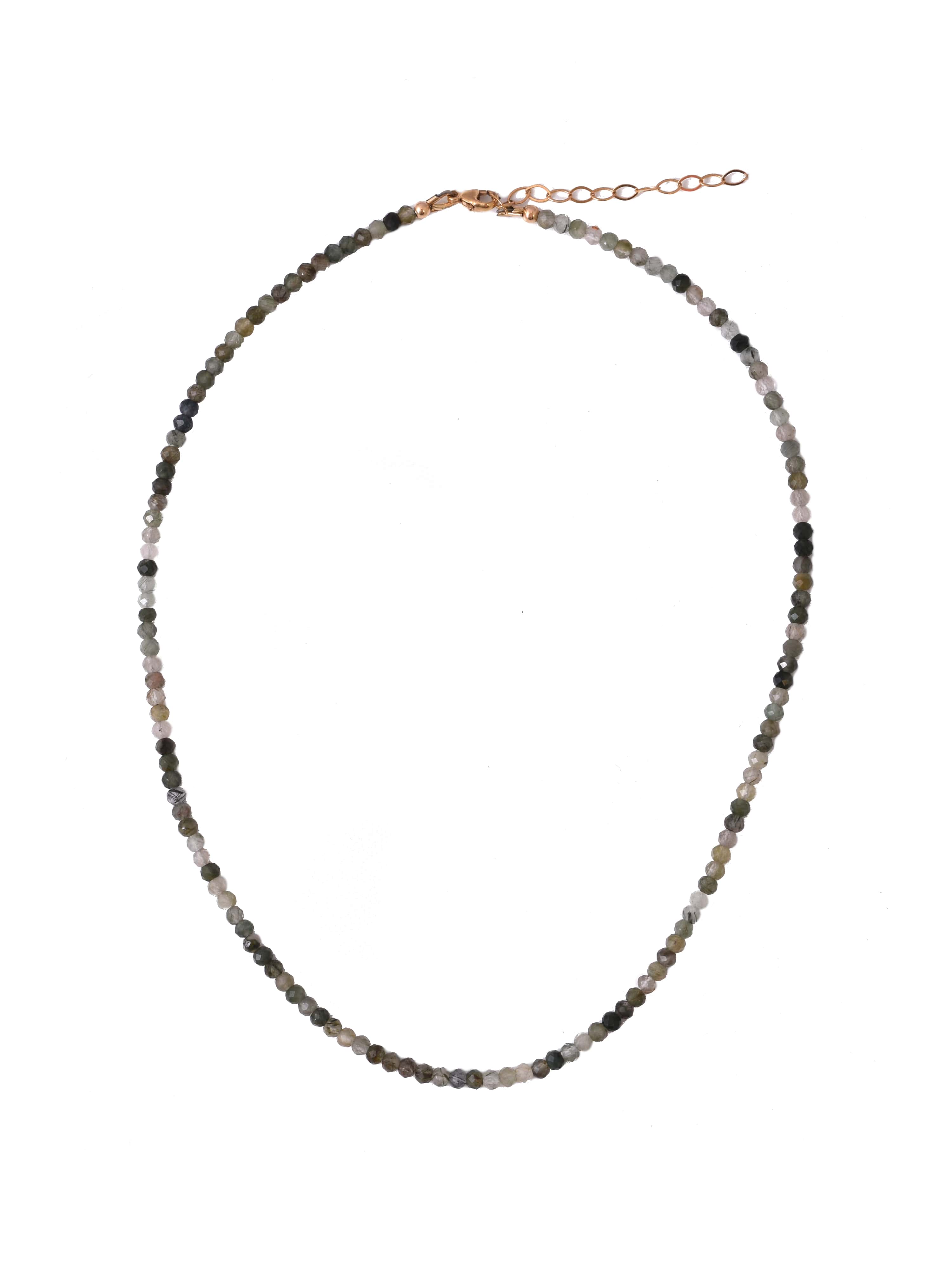 Moss Agate Dainty Beaded Necklace