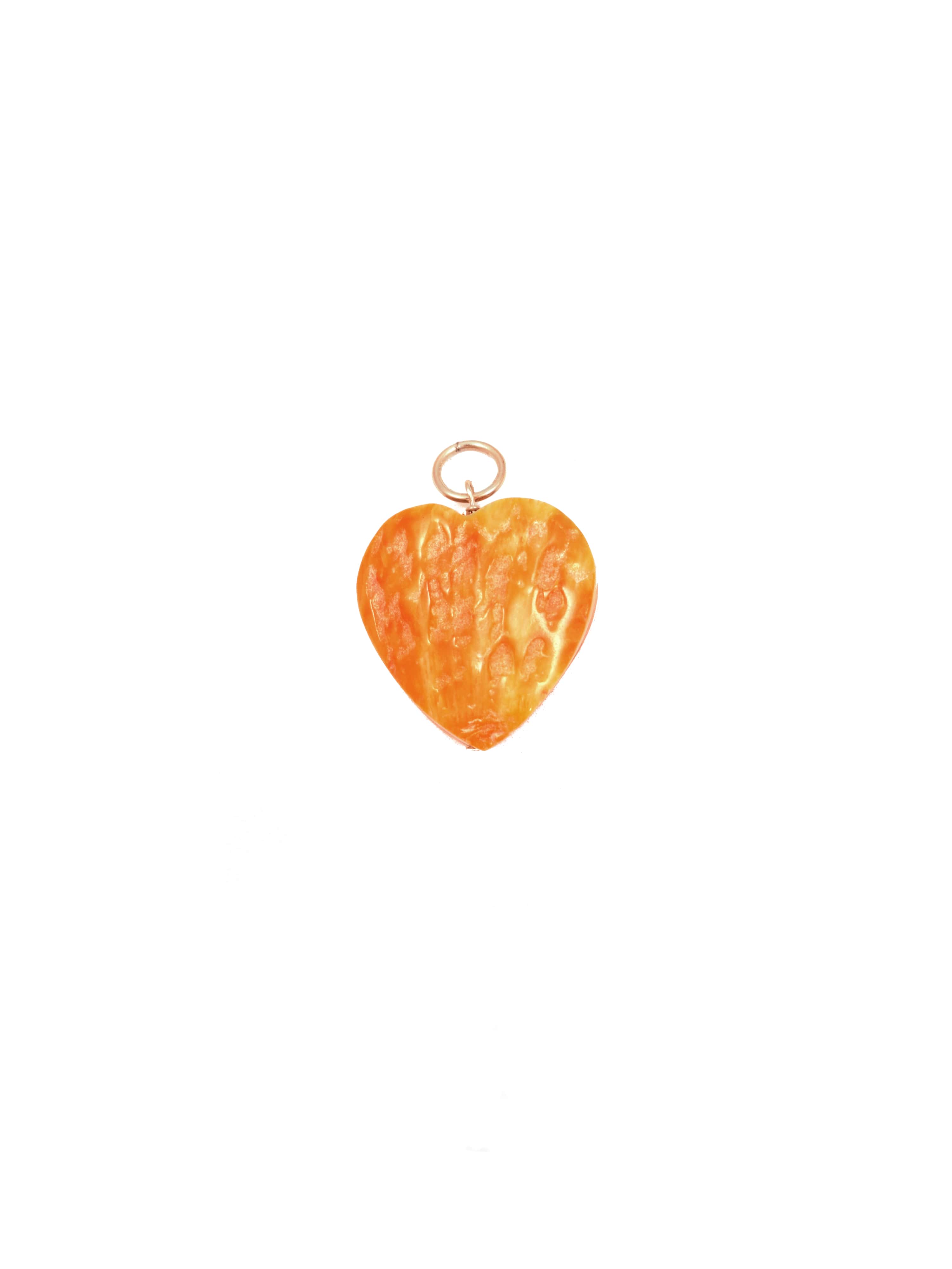 Carved Orange Heart Charm