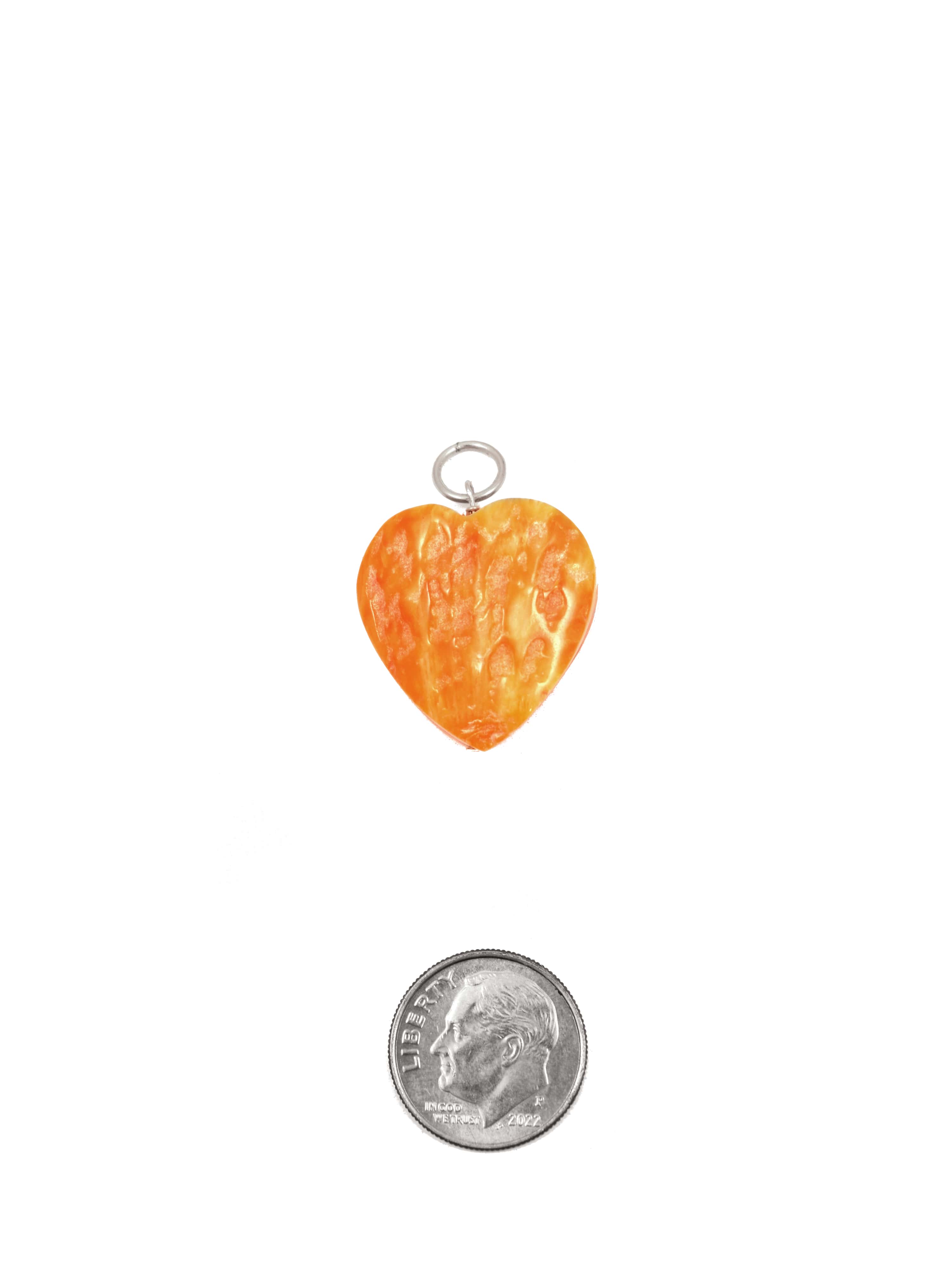 Carved Orange Heart Charm