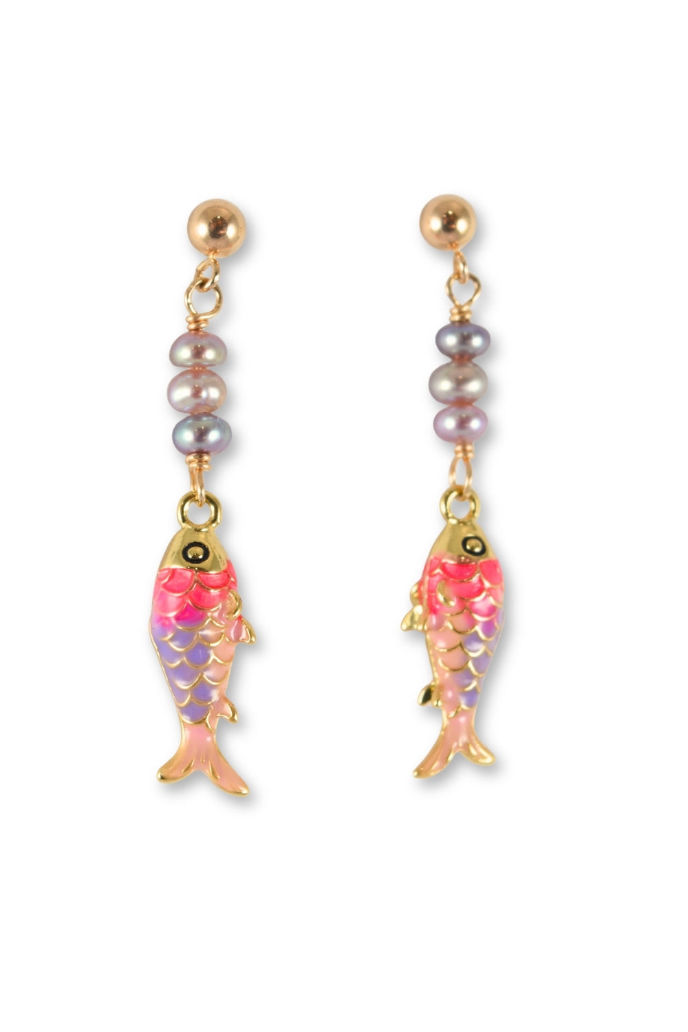 Painted Fish Earrings in Pink Pearl