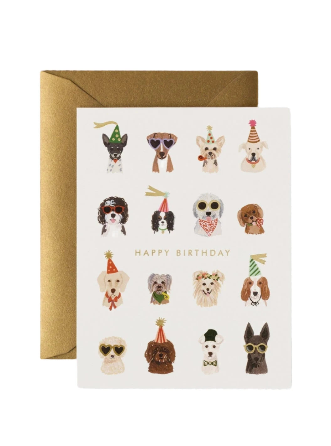 Happy Birthday with Party Pups Greeting Card