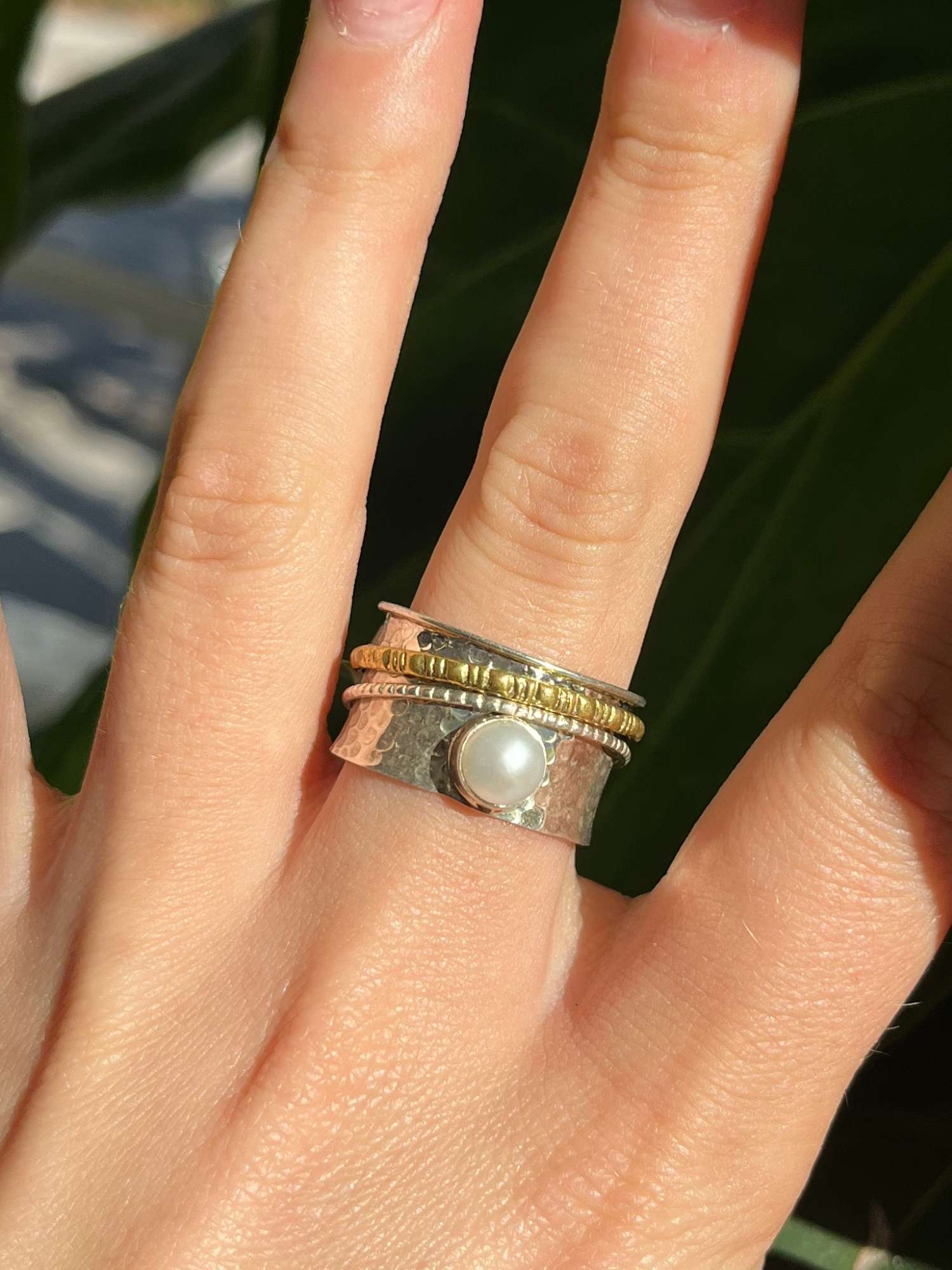 Pearl Simple Spinner Ring