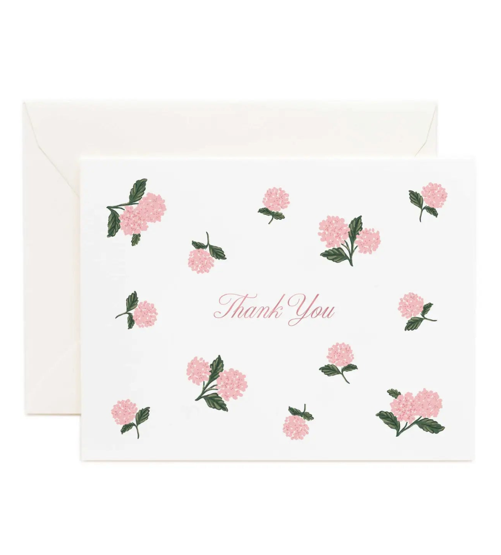 Card with pink floral design and 'Thank You' text on a white background