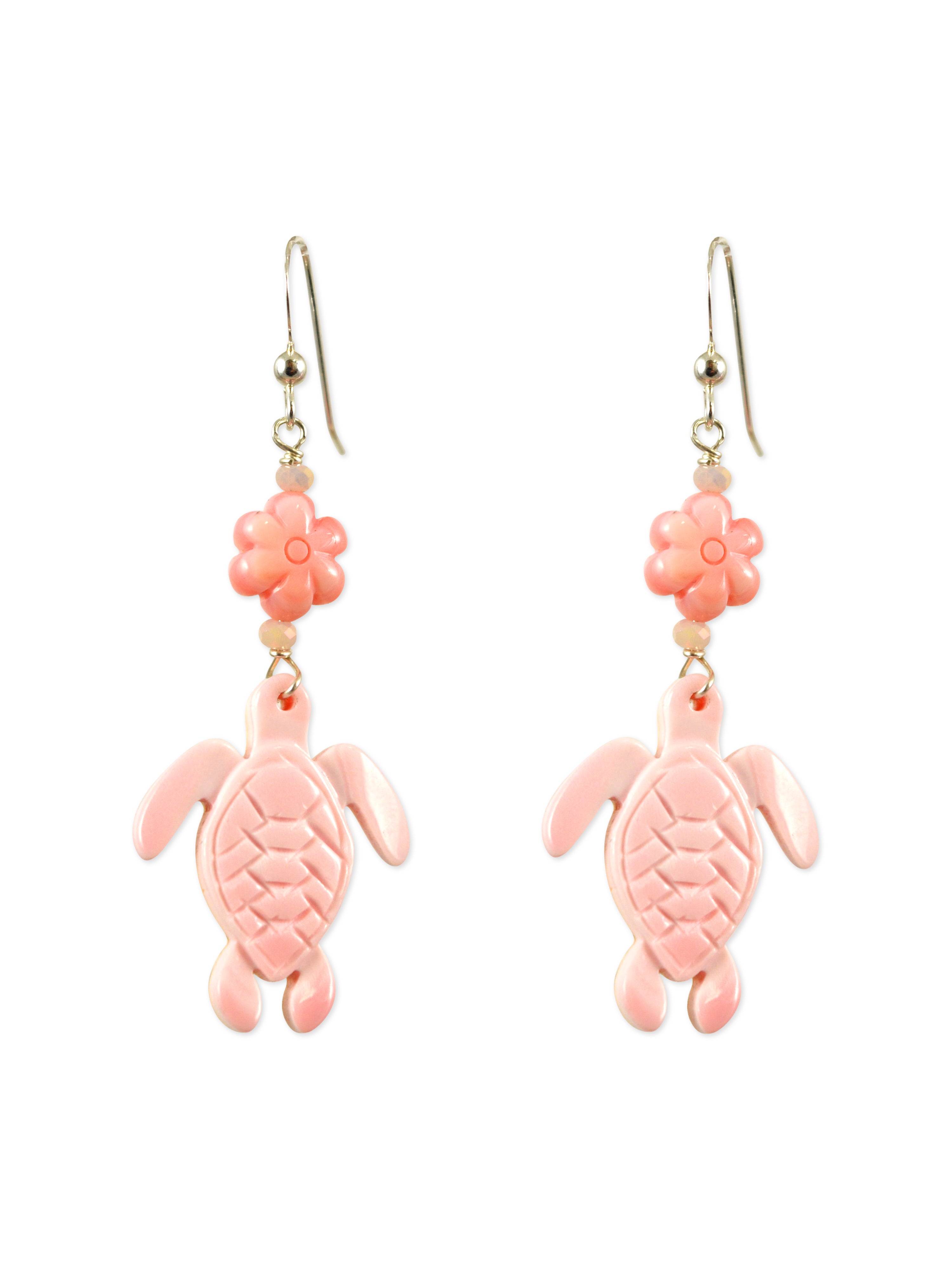 Pink Turtle Earrings