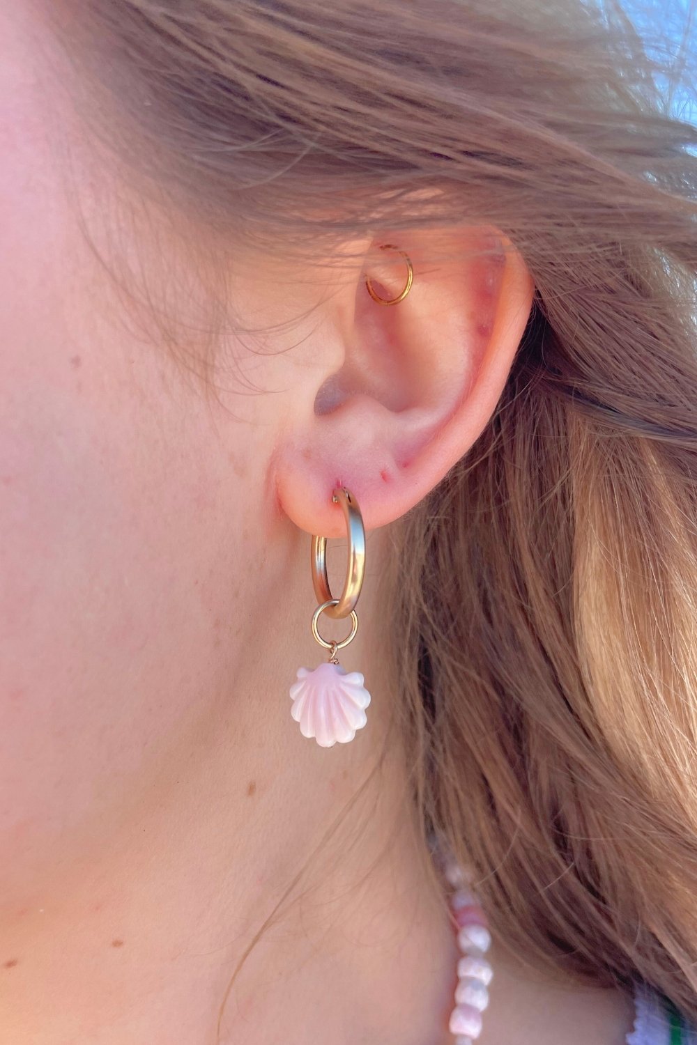 Pink and White Shell charm