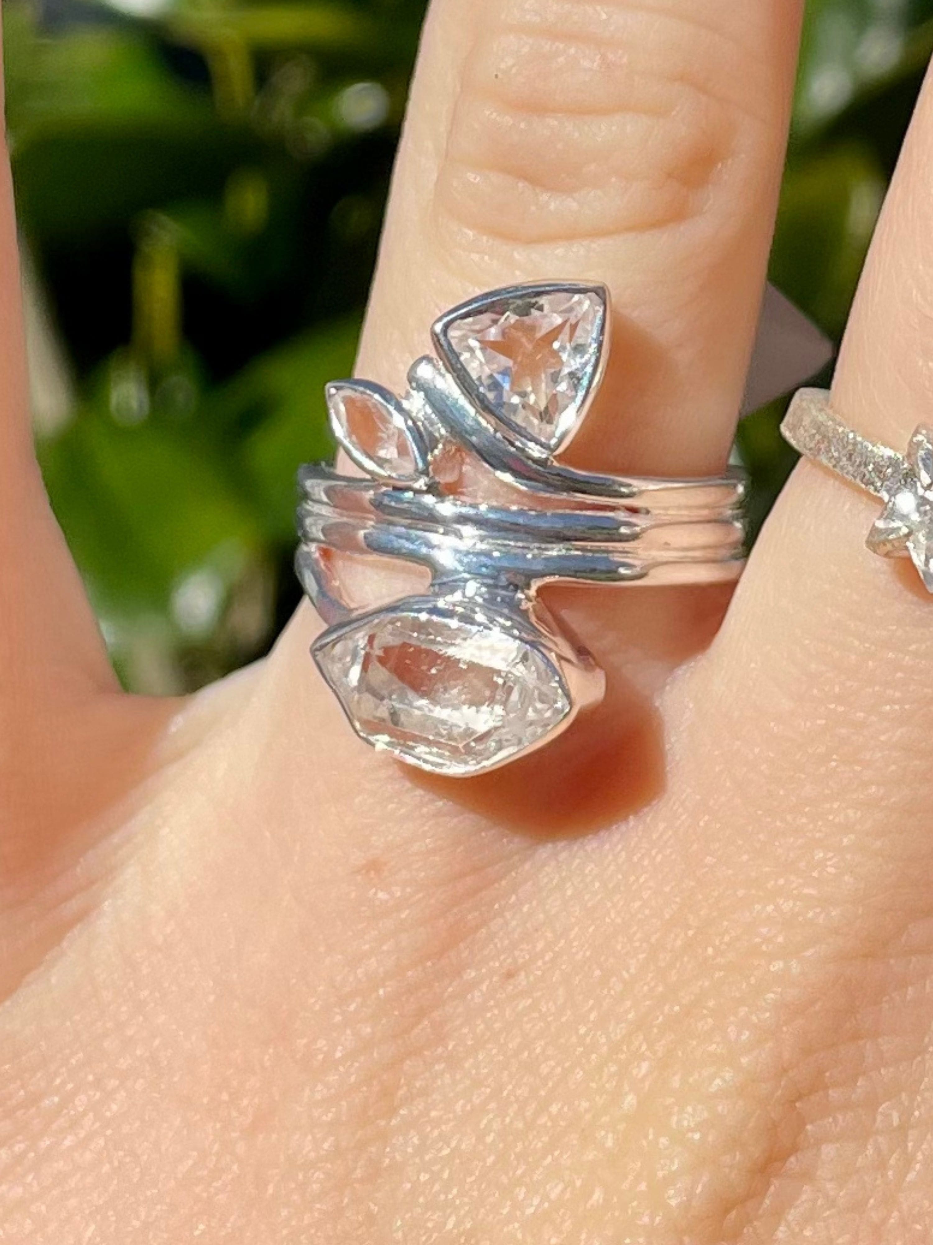Trillion Herkimer Diamond Ring