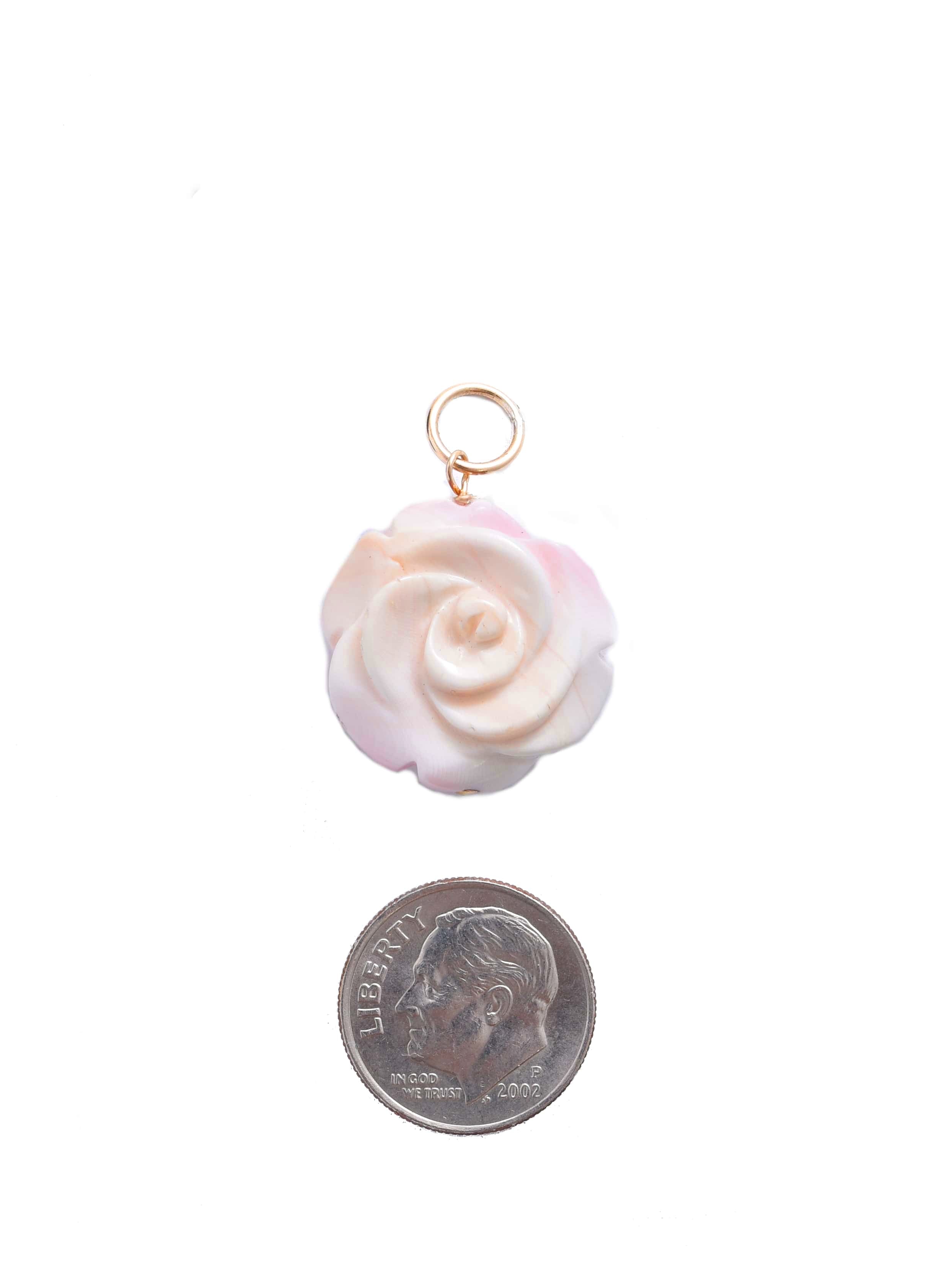 Carved Rose Charm in Pink Conch