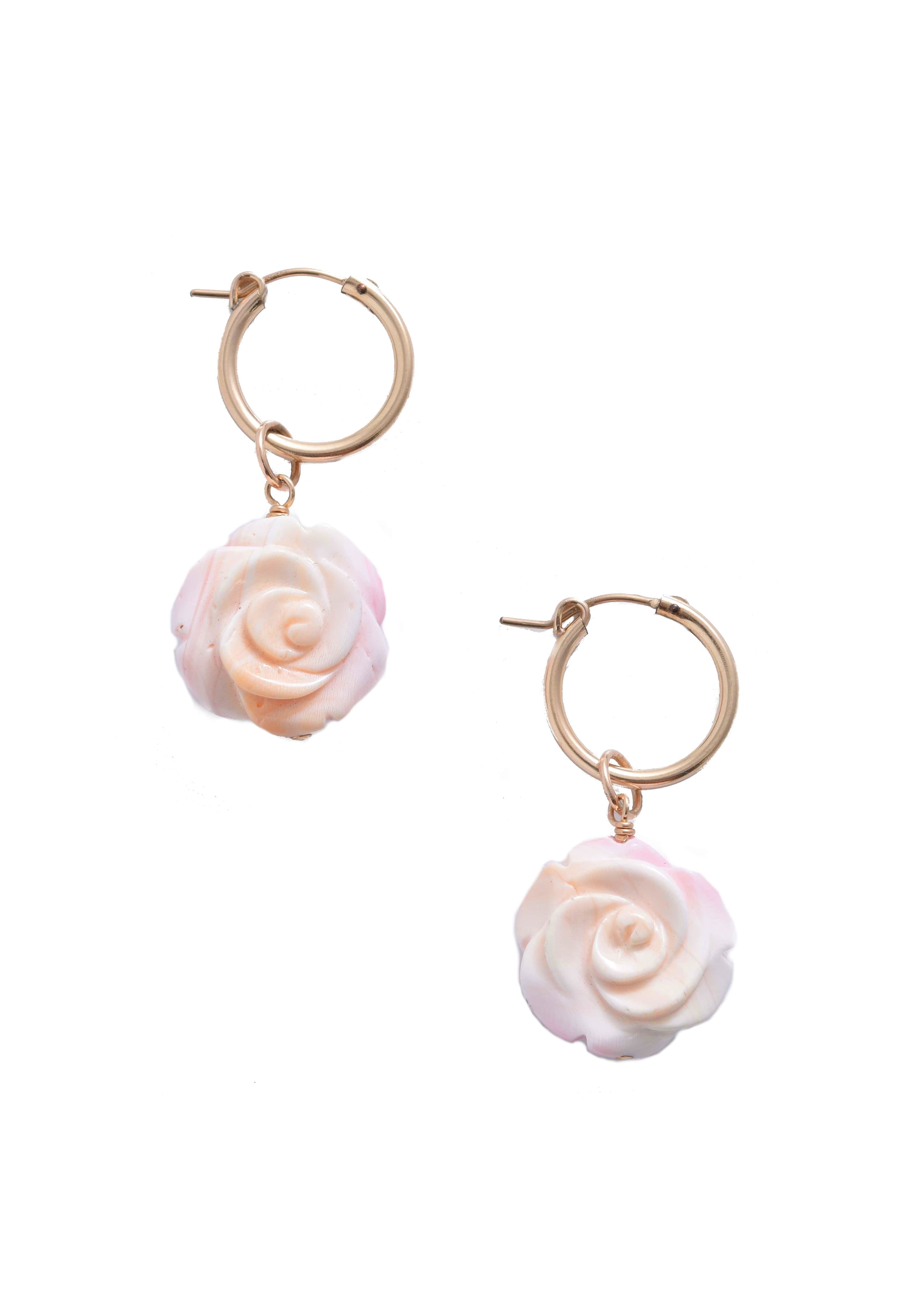 Carved Rose Charm in Pink Conch