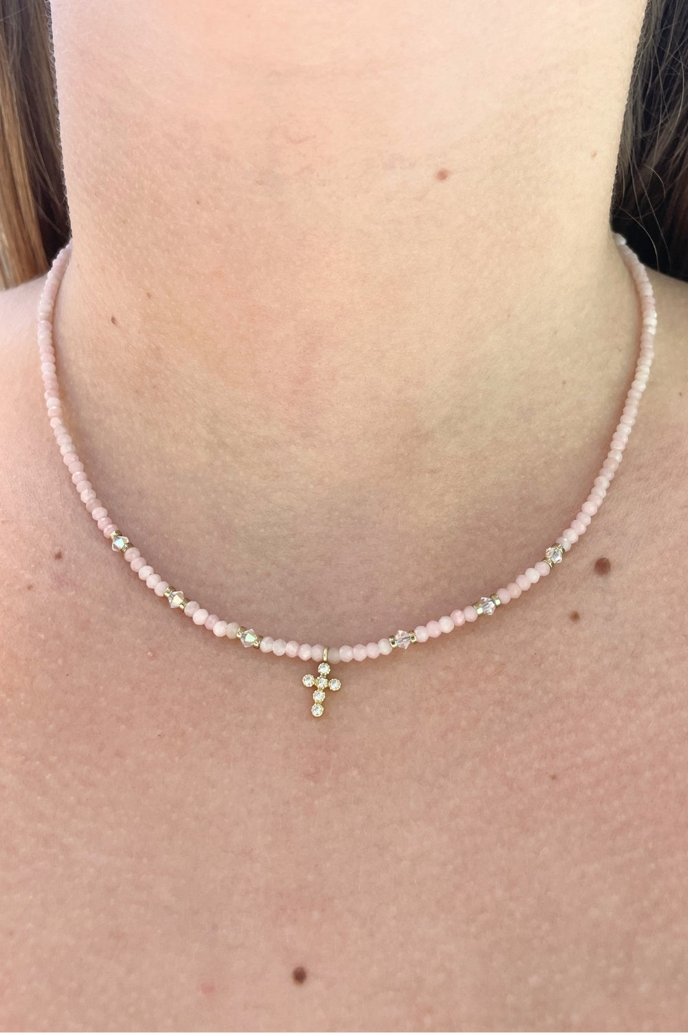 Rose Quartz Cross Necklace