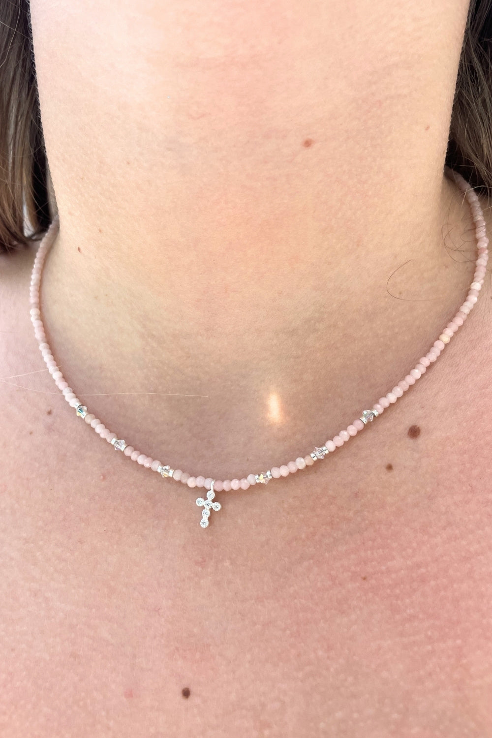 Rose Quartz Cross Necklace