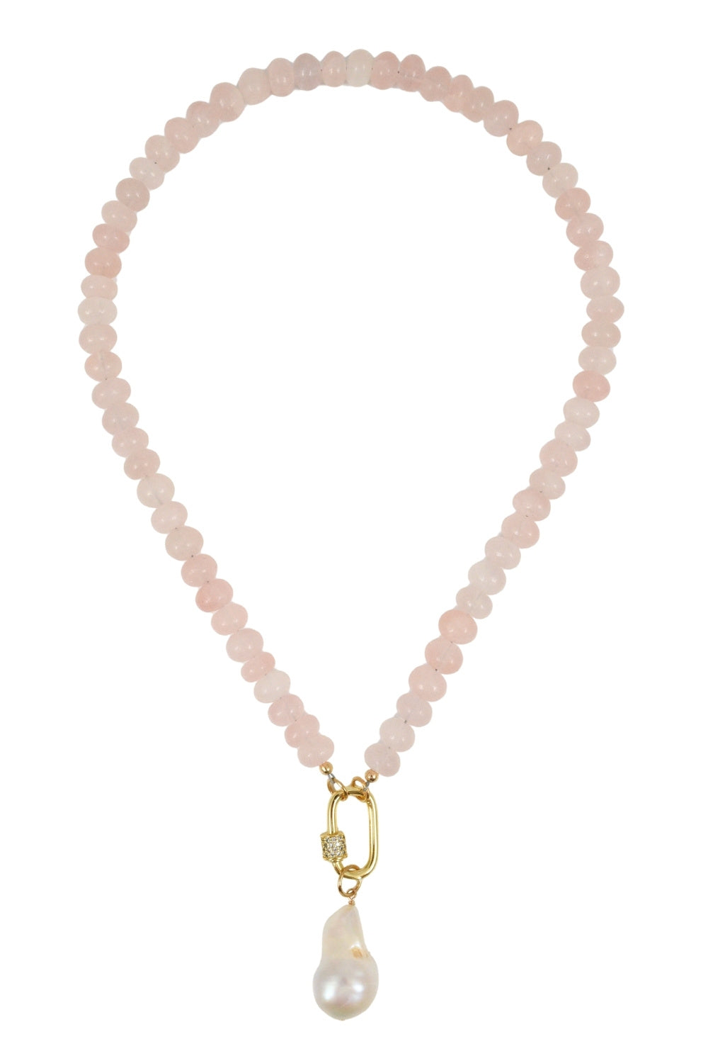 Rose Quartz Carabiner Necklace