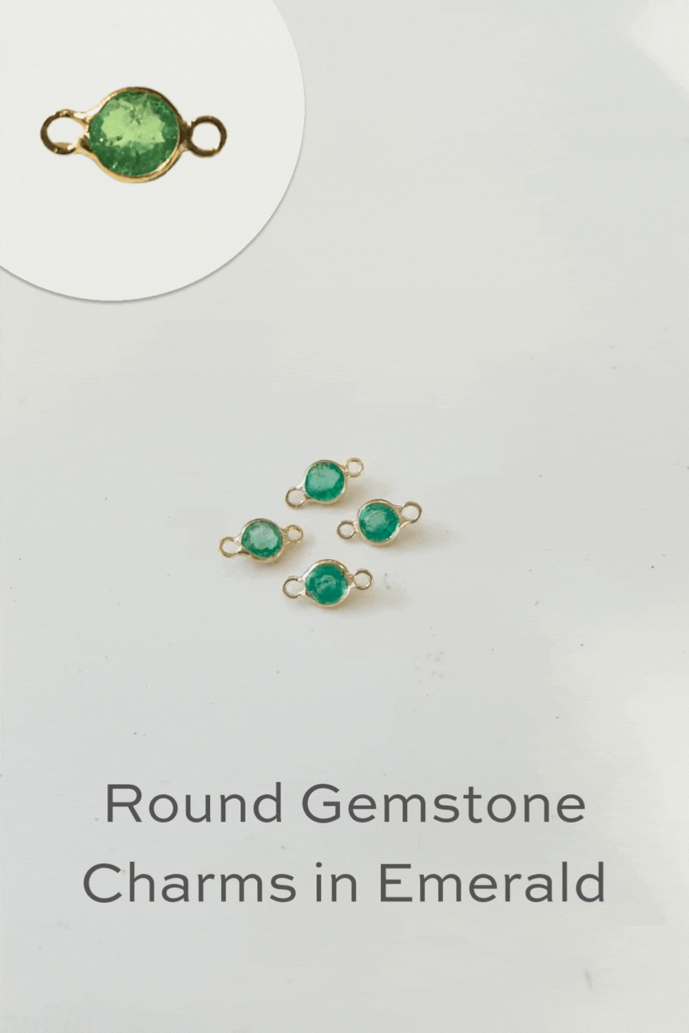 Round Gemstone Charm in Emerald