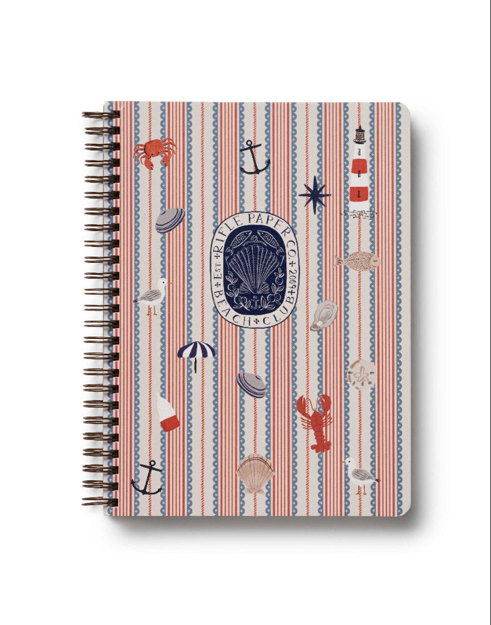 Notebook with nautical-themed design on a white background
