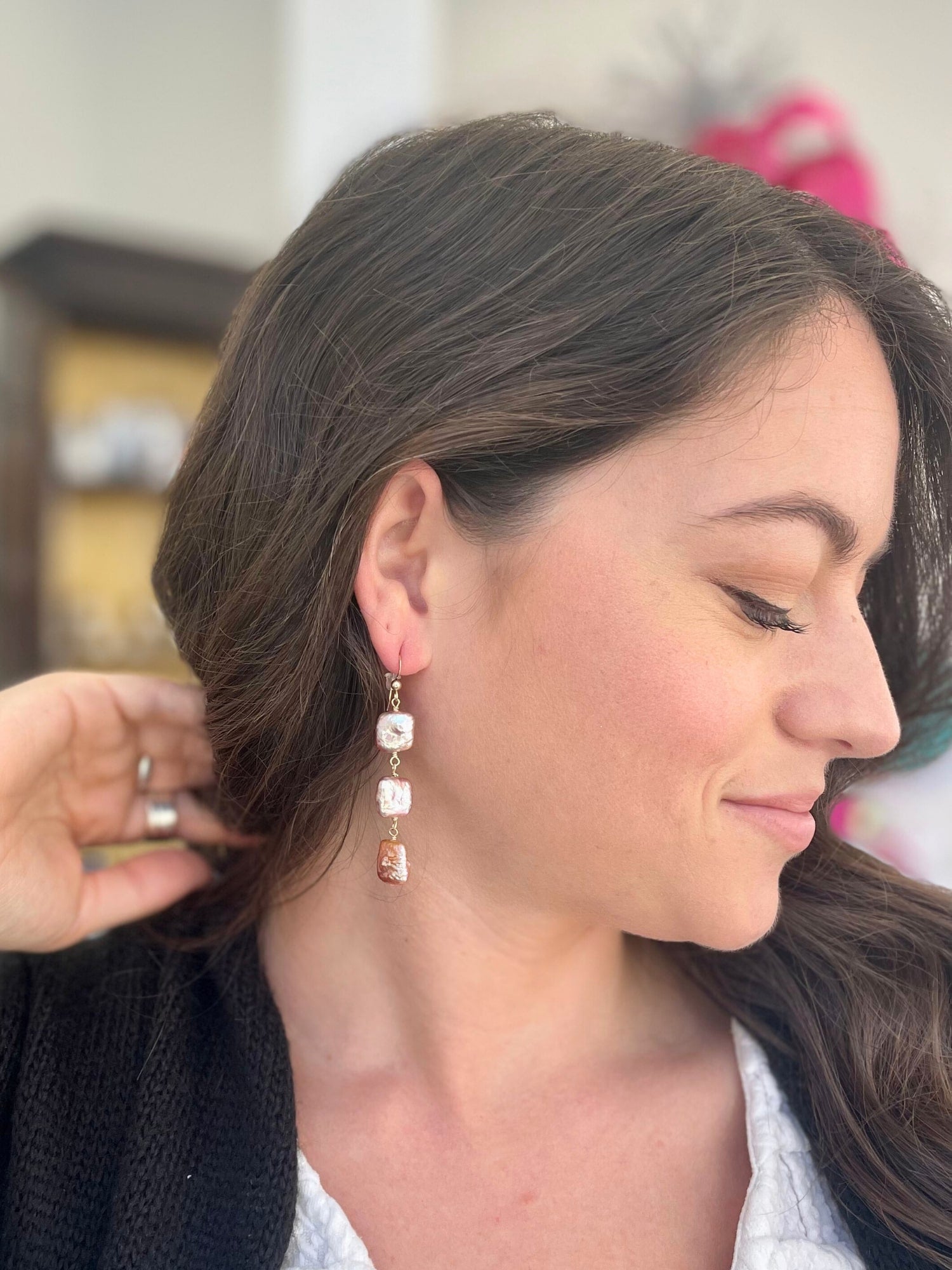 Senna Square Pearl Earrings 