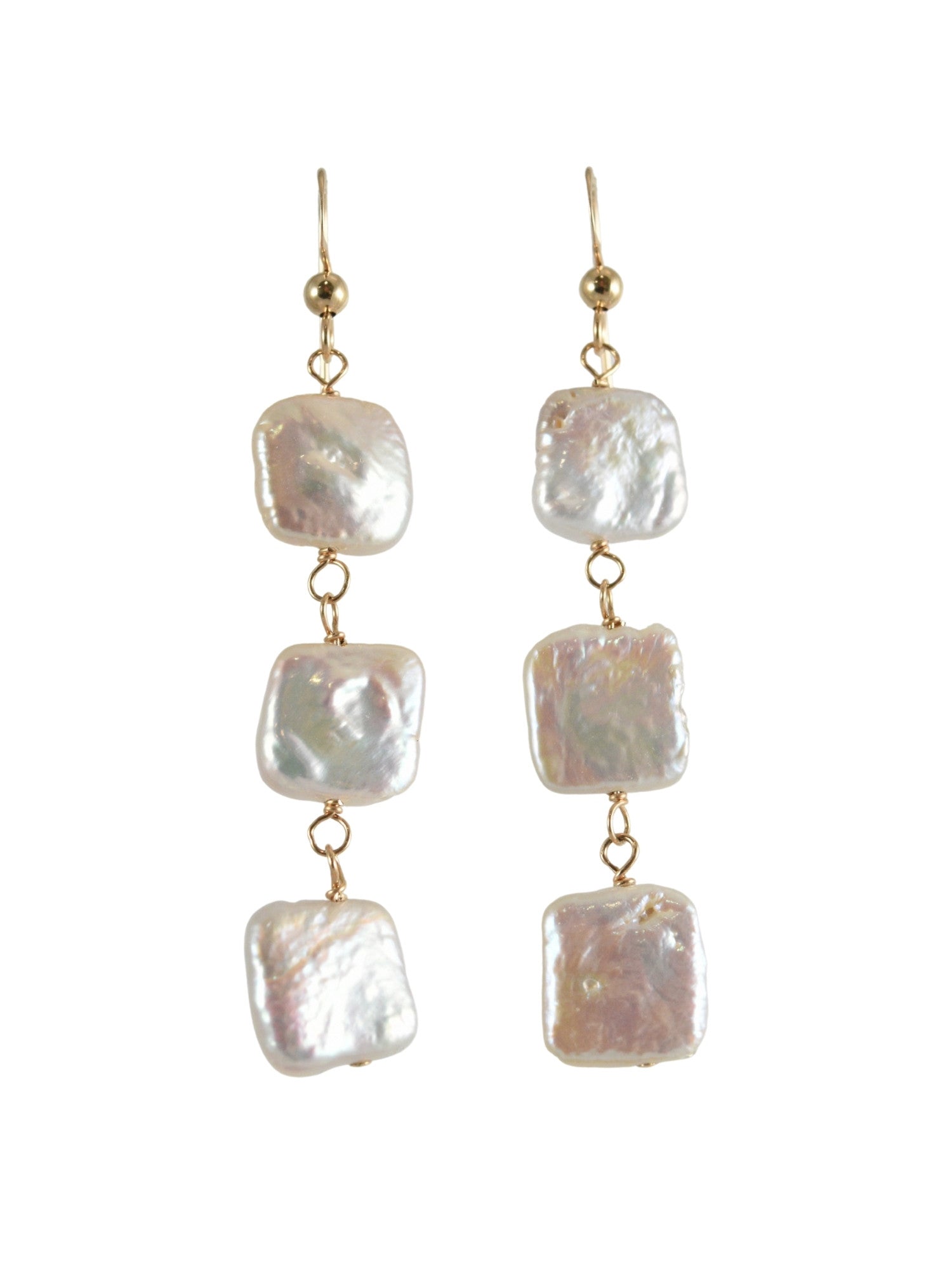 Senna Square Pearl Earrings in White